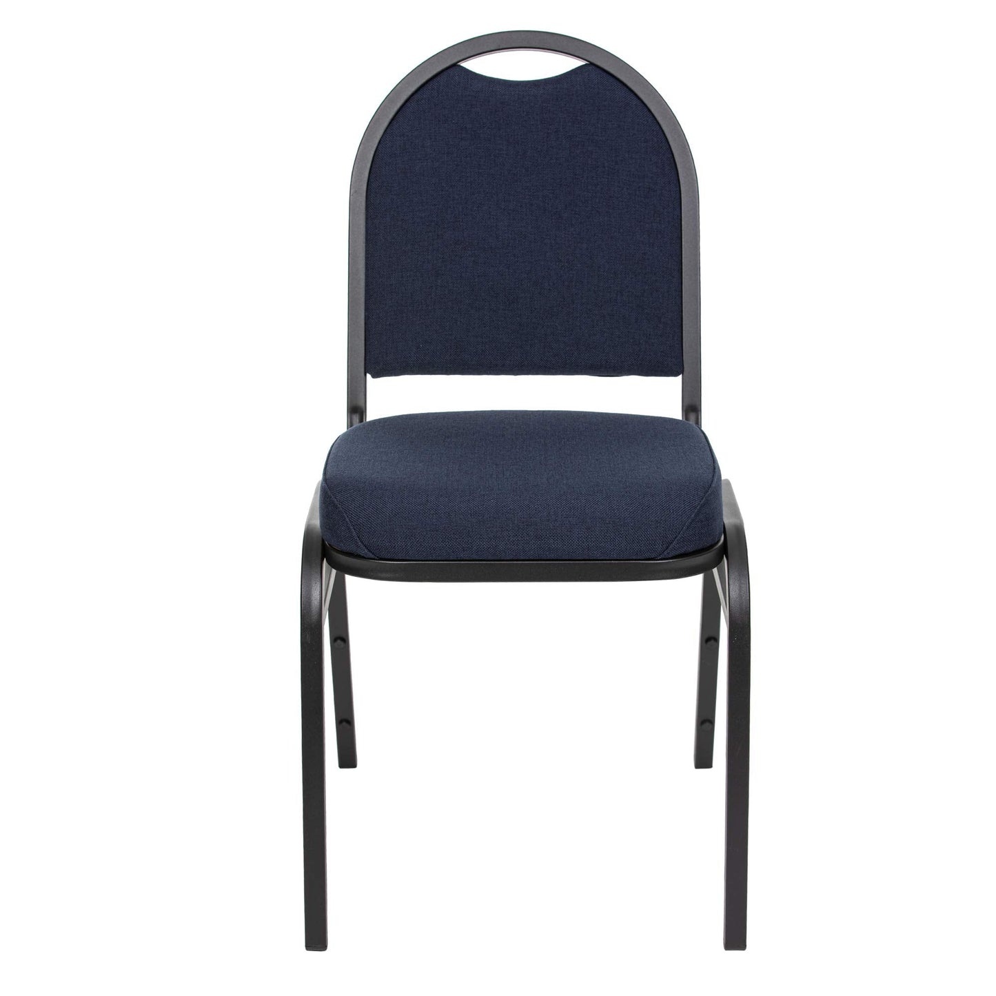 OEF Furnishings OEF9200F Series Dome Back Upholstered Stackable Banquet Chairs Premium Commercial Seating (2 Pack, Fabric, Midnight Blue, Black Santex Frame)