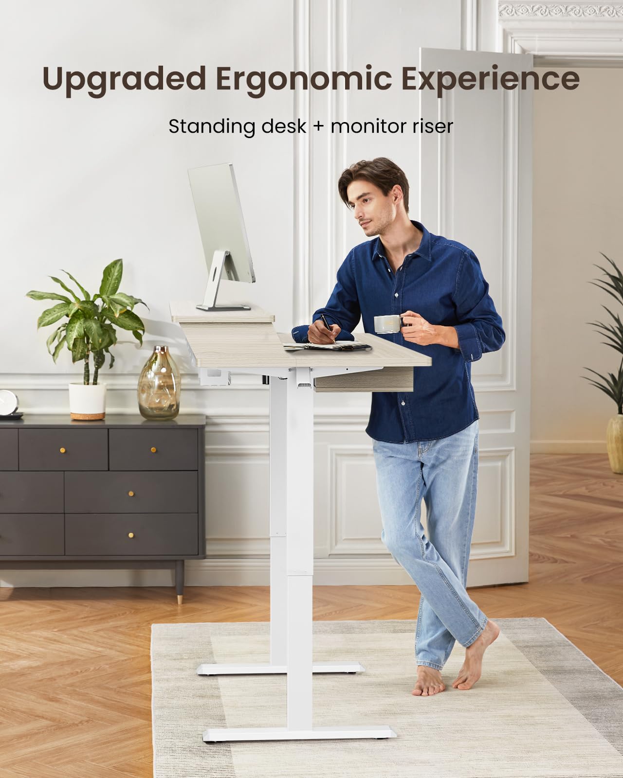 ErGear Electric Standing Desk with 4 Drawers, Height Adjustable Desk with Storage, C-Clamp Mount Compatible, Computer Home Office Table with Cable Management Tray
