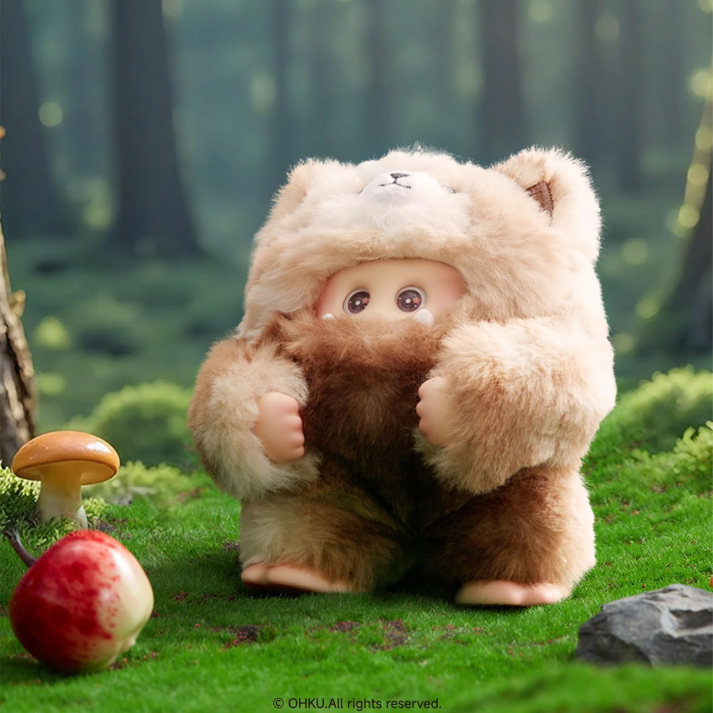 OHKU Giggle Monster Furry Forest Series Vinyl Plush Blind Box Random Design Action Figures Collectible Toys Home Decorations Holiday Birthday Gifts (Single)
