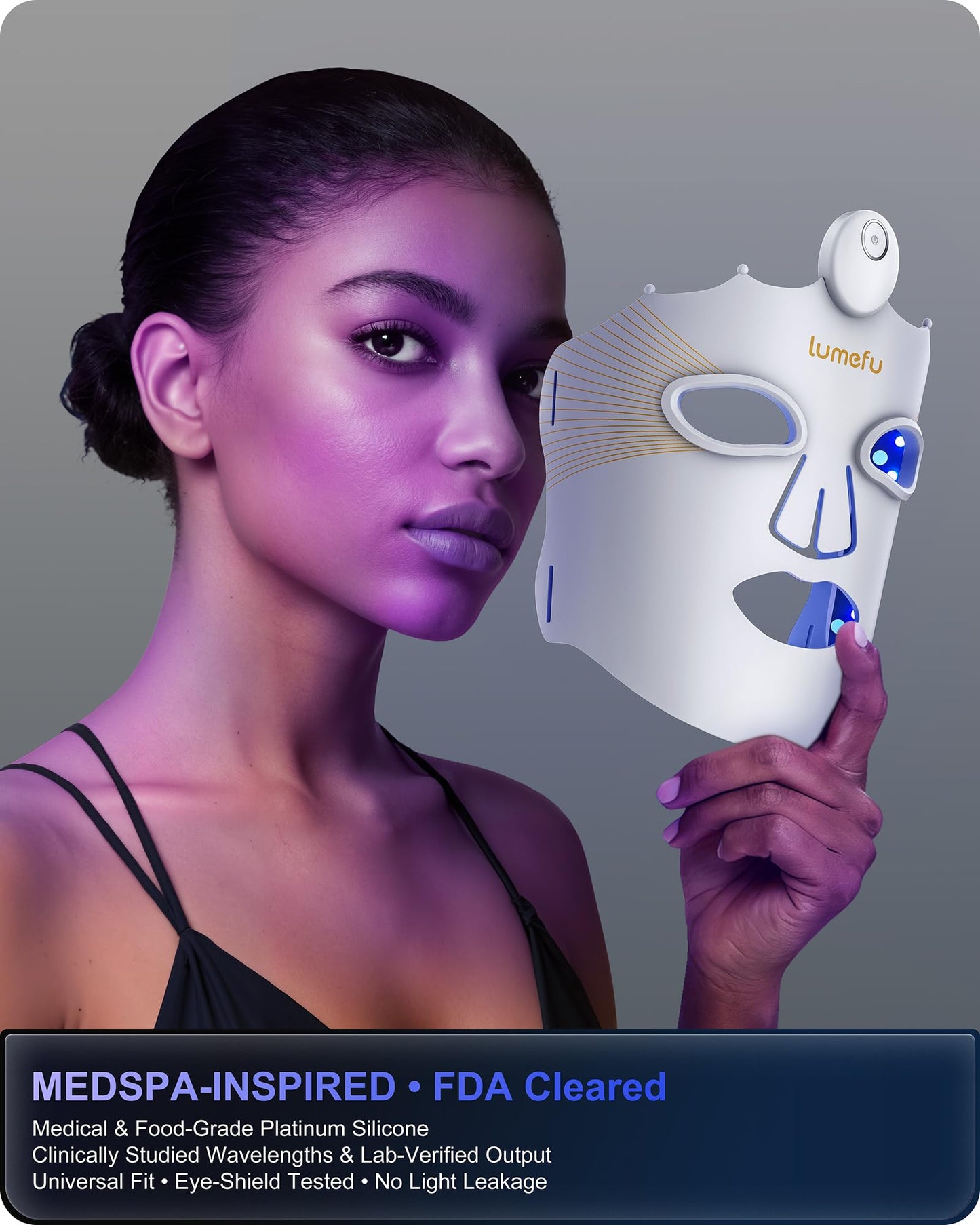Lumefu Nimbus Ultra-Lightweight Wireless Red Light Therapy mask for face, FDA-Cleared Hands-Free LED Device for Anti-Aging & Acne, 3 Modes 660nm/850nm for Sensitive Skin, Portable for Busy Lifestyle