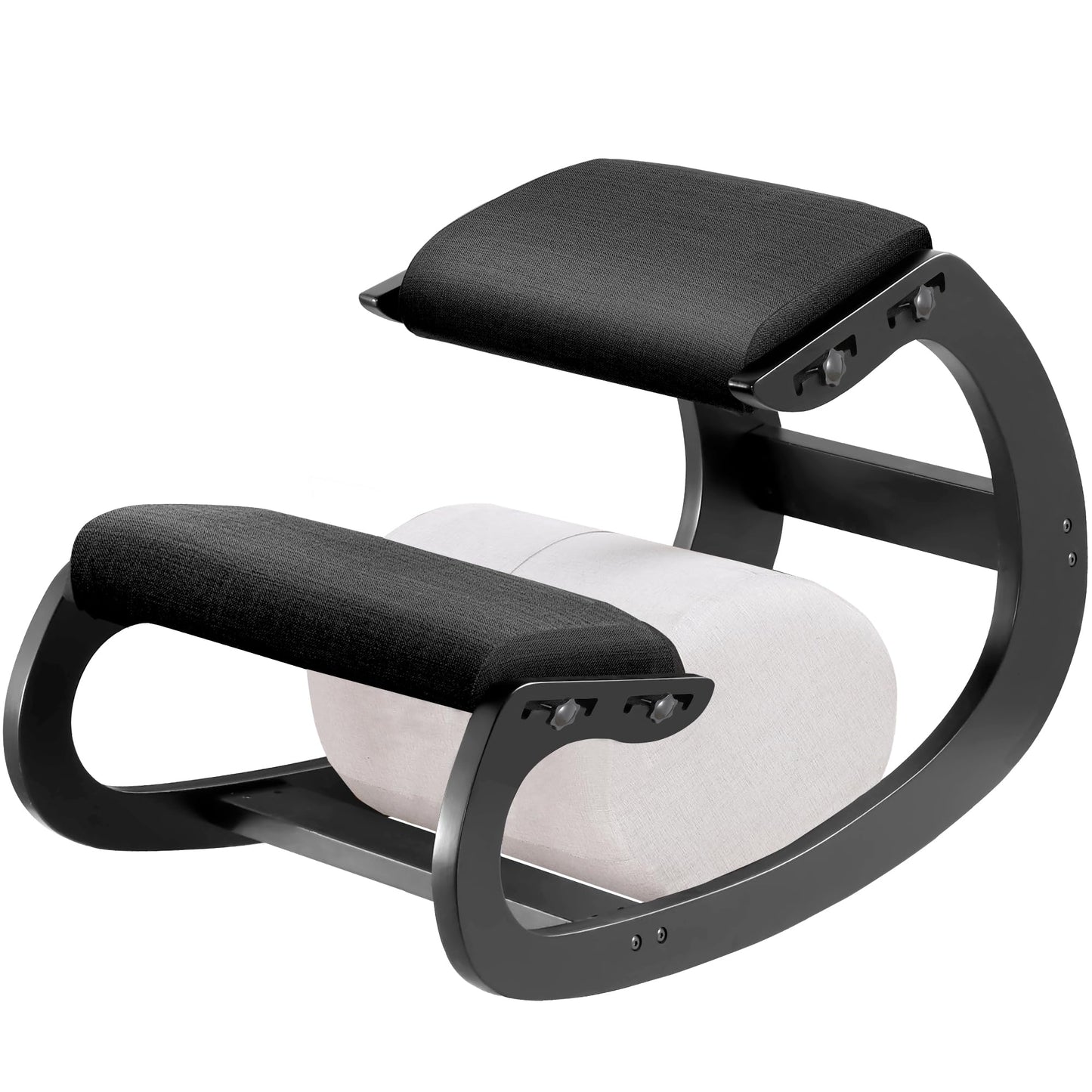 Adjustable Kneeling Chair, Wooden Ergonomic Chair Knee Chair Posture Chair - Improve Your Posture with an Angled Seat for Home,Office (Cylindrical Black)