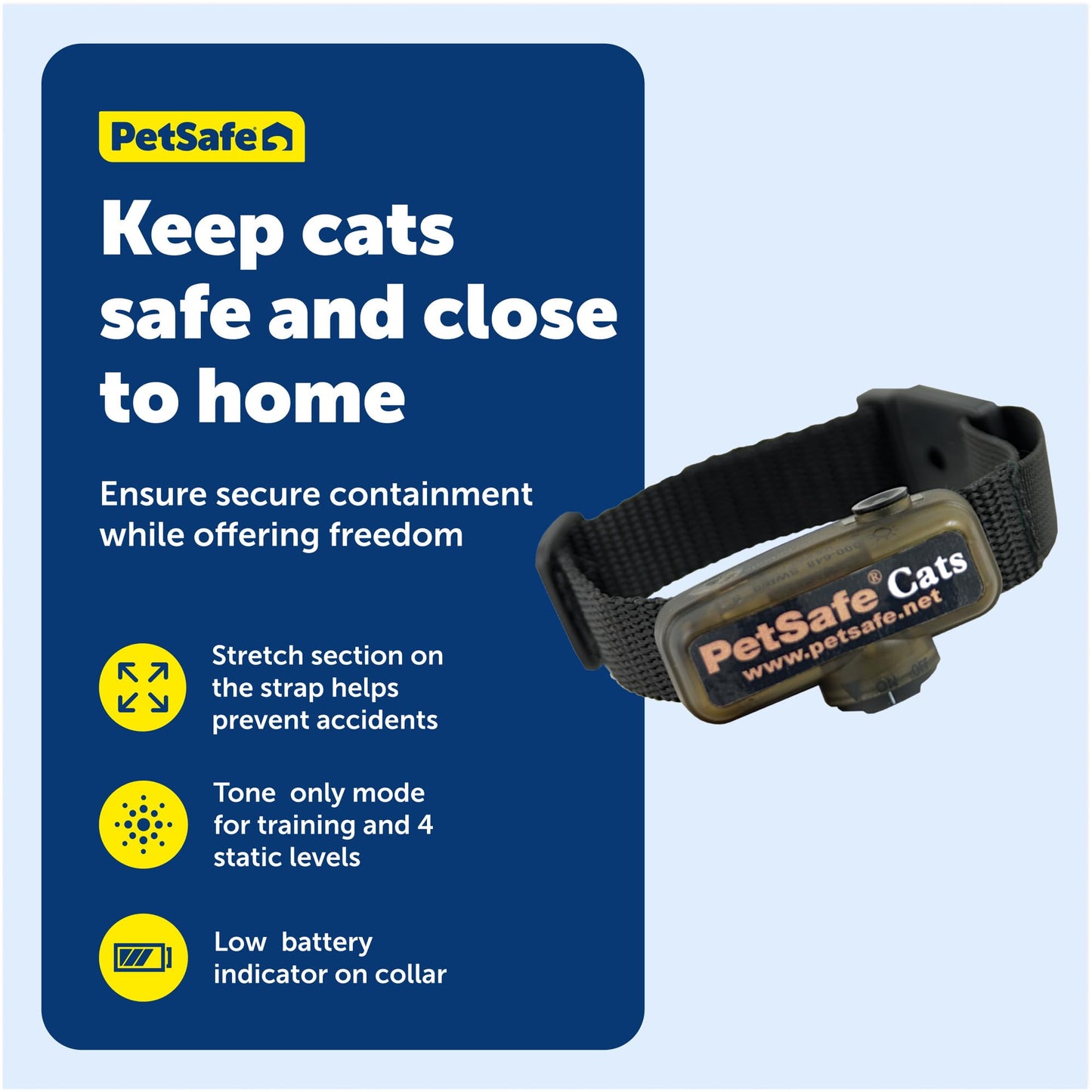 PetSafe In-Ground Fence Receiver Collar for Cats - Waterproof & Battery-Operated Adjustable Invisible Perimeter Training Collar - for Cats Older Than 6 Months, Weighing Over 6 lbs