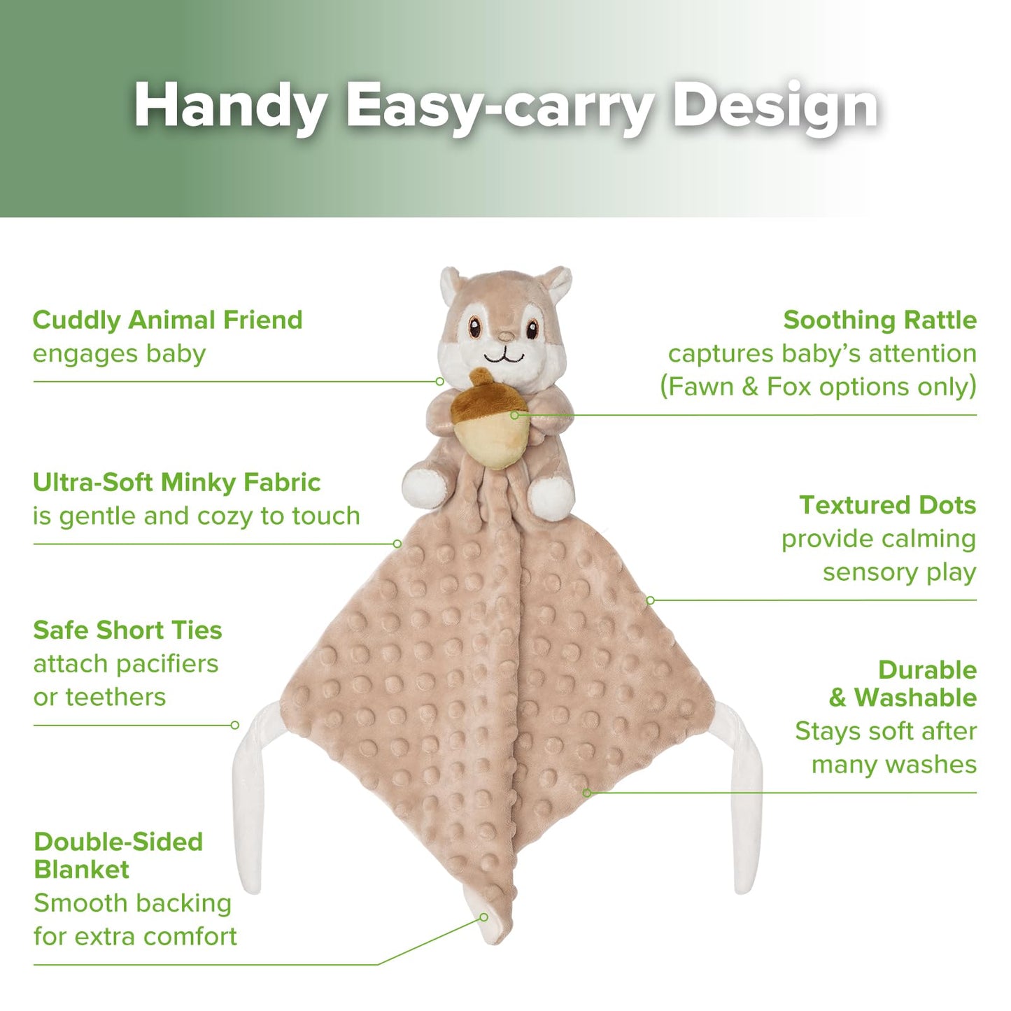 haakaa Squirrel Security Blankets for Babies, Ultra Silky Soft Lovey Blanket Baby Gift for Newborn Boys and Girls, Snuggle Toy Baby Stuffed Animals Essentials