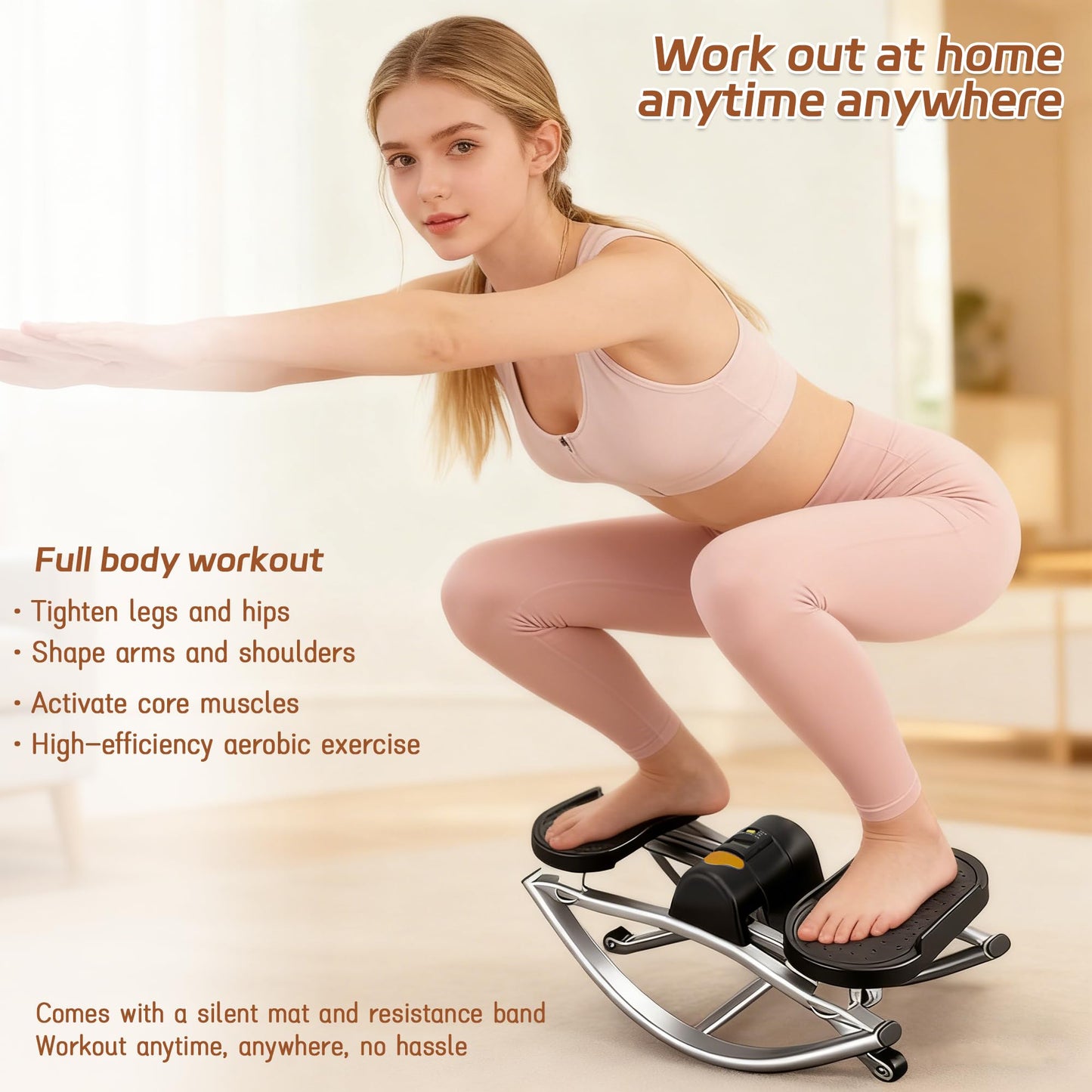 EMESAK Rocking Stepper Side to Side, Portable Compact Lateral Motion Steppers, Track Time, Calories with Digital Display, for Legs, Glutes, Abs for Women Men