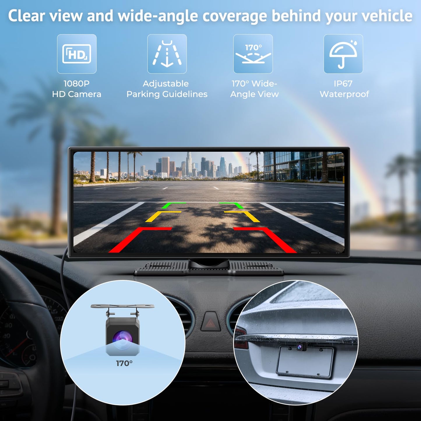 Wonsidary 11.26" Wireless CarPlay Screen for Car,Portable CarPlay & Android Auto Screen,1080P Backup Camera,Split-Screen,Dual Bluetooth,Navigation & Voice Control,Support OTA,for All Vehicles