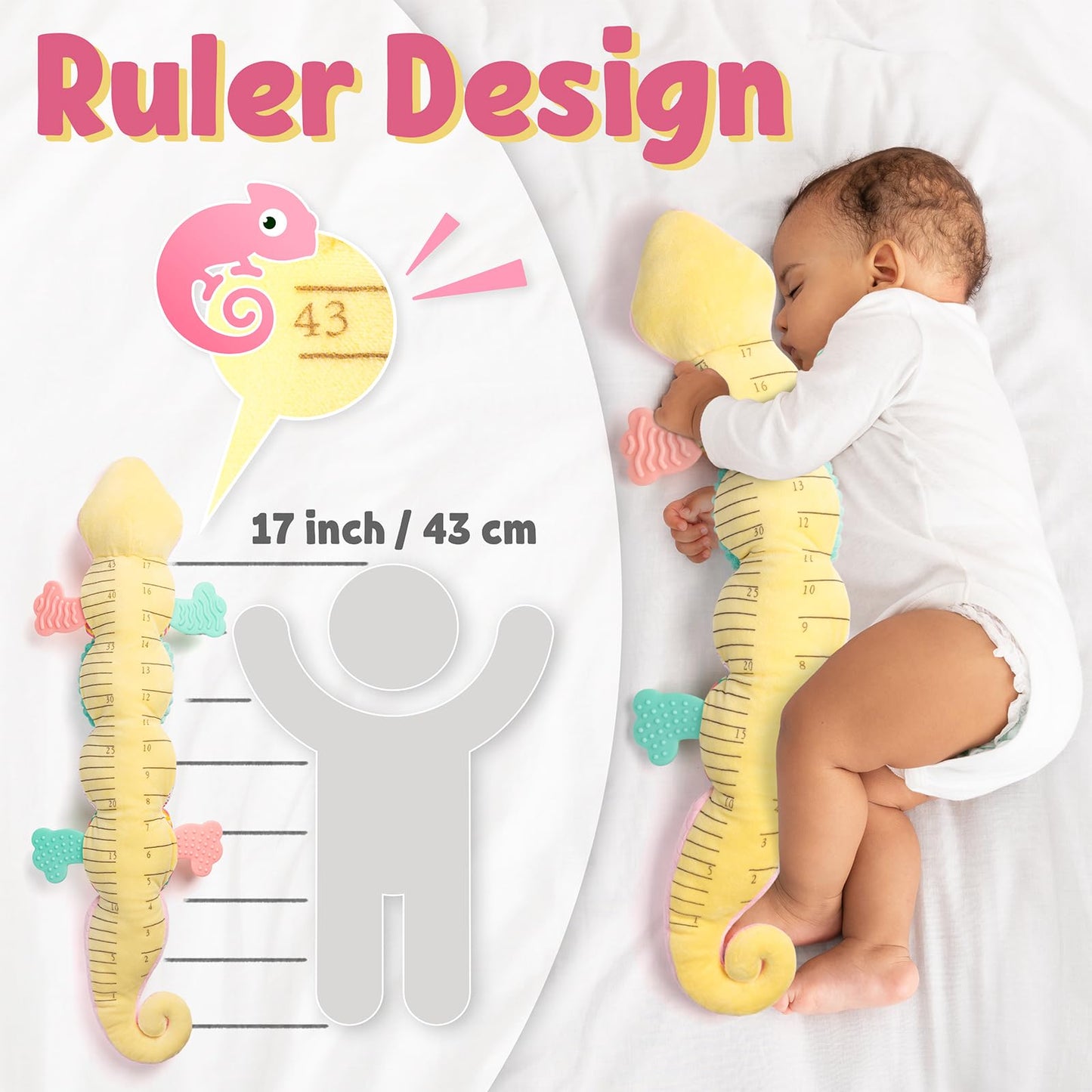LIGHTDESIRE Baby Toys Musical Dinosaur,Infant Stuffed Animal Toys with Crinkle and Rattles,Soft Sensory Toys with Textures for Tummy Time Newborn Boys Girls 0 3 6 12 Months(Pink)