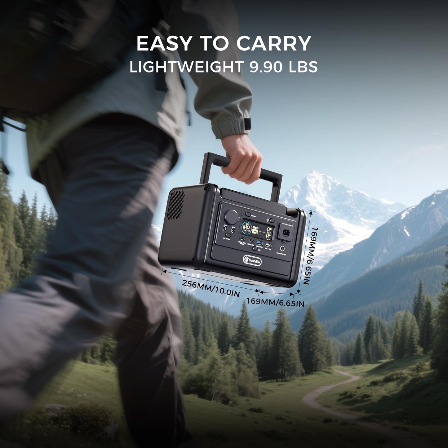 Flashfish T300pro 300W Portable Power Station 230Wh LiFeP04 Battery, 600w Surge, Pure Sine Wave AC Outlets, 100W USB-C PD, 1.2H Fast Recharge, Solar Generator for Camping, Rv, Outdoor &Emergency Use