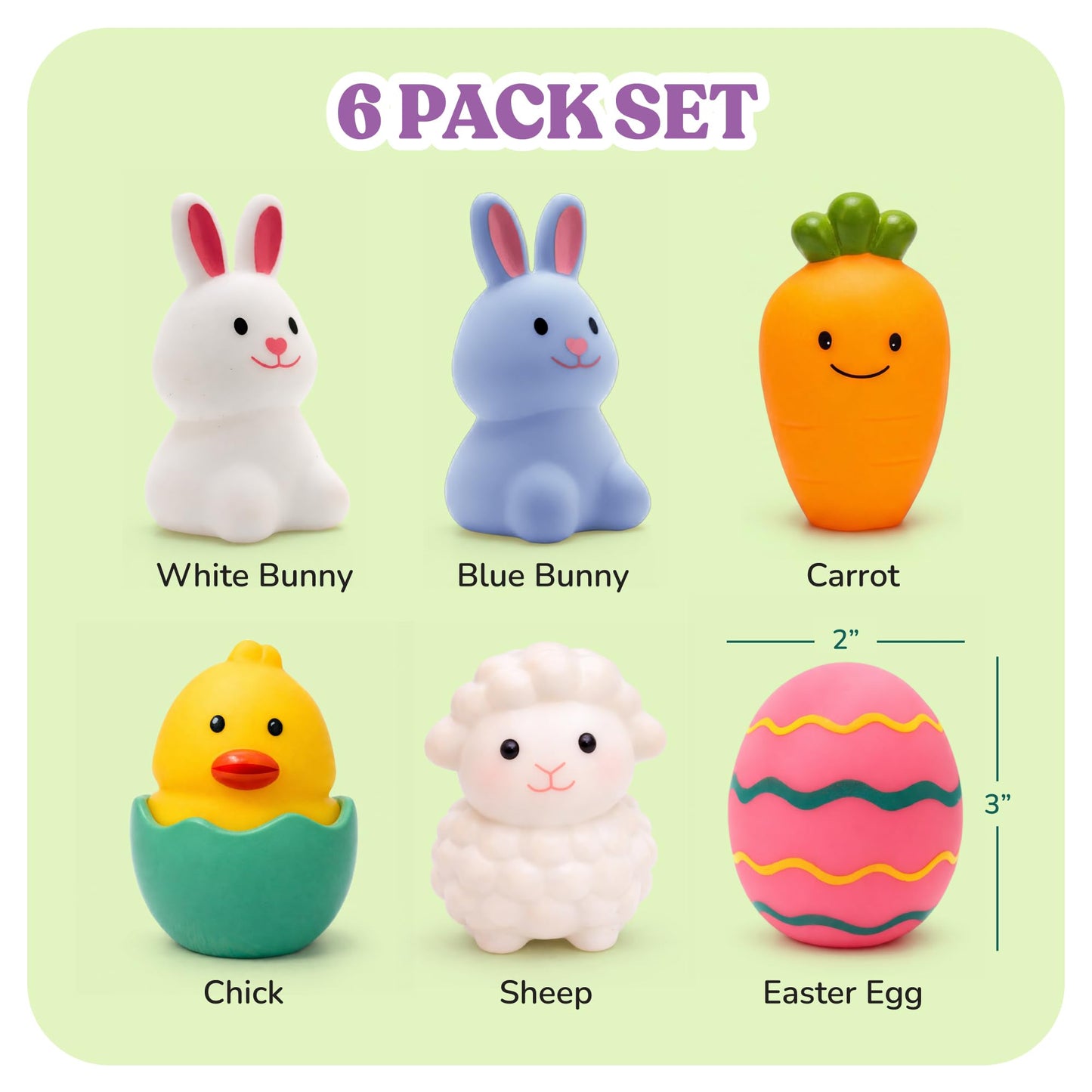 ArtCreativity Easter Basket Stuffers for Toddlers, Mold Free Bath Toys, 6 Pack, No Hole Easter Bath Toys, Soft Squeezable Bathtub Toys for Baby & Toddler, Great Easter Gifts for Kids 6 Month+