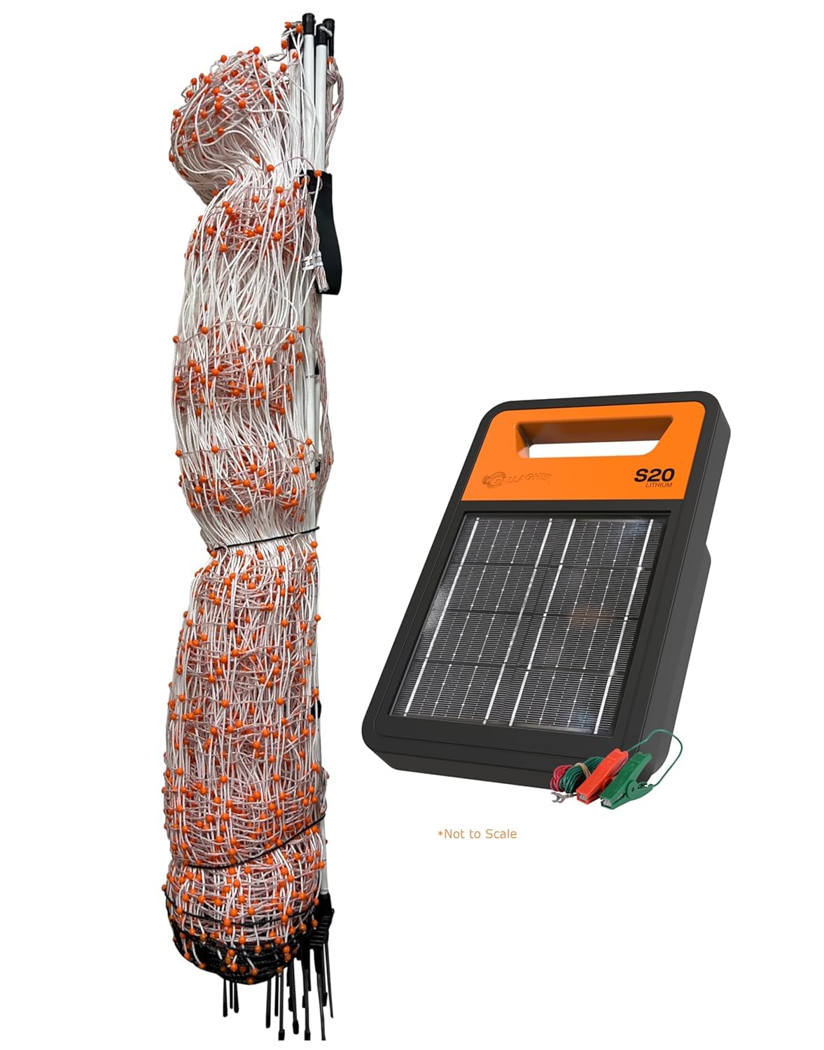 Gallagher S20 Solar Fence Charger + 48in x 82ft Poultry Netting Bundle | Portable Electric Fence System for Chickens, Garden Protection & Predator Exclusion | Solar Energizer with Rechargeable Battery