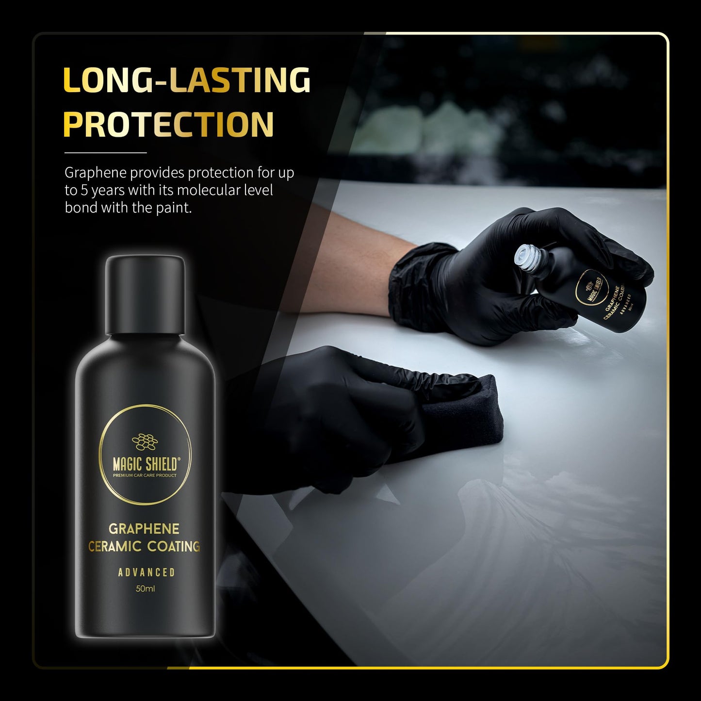 Magic Shield Graphene Coating for Cars │ Self-Healing, 5+ Years Durability │ Advanced SiO2 Ceramic Protection - High Gloss, Anti-Scratch - Perfect for Cars, Motorcycles, Marine, and RVs
