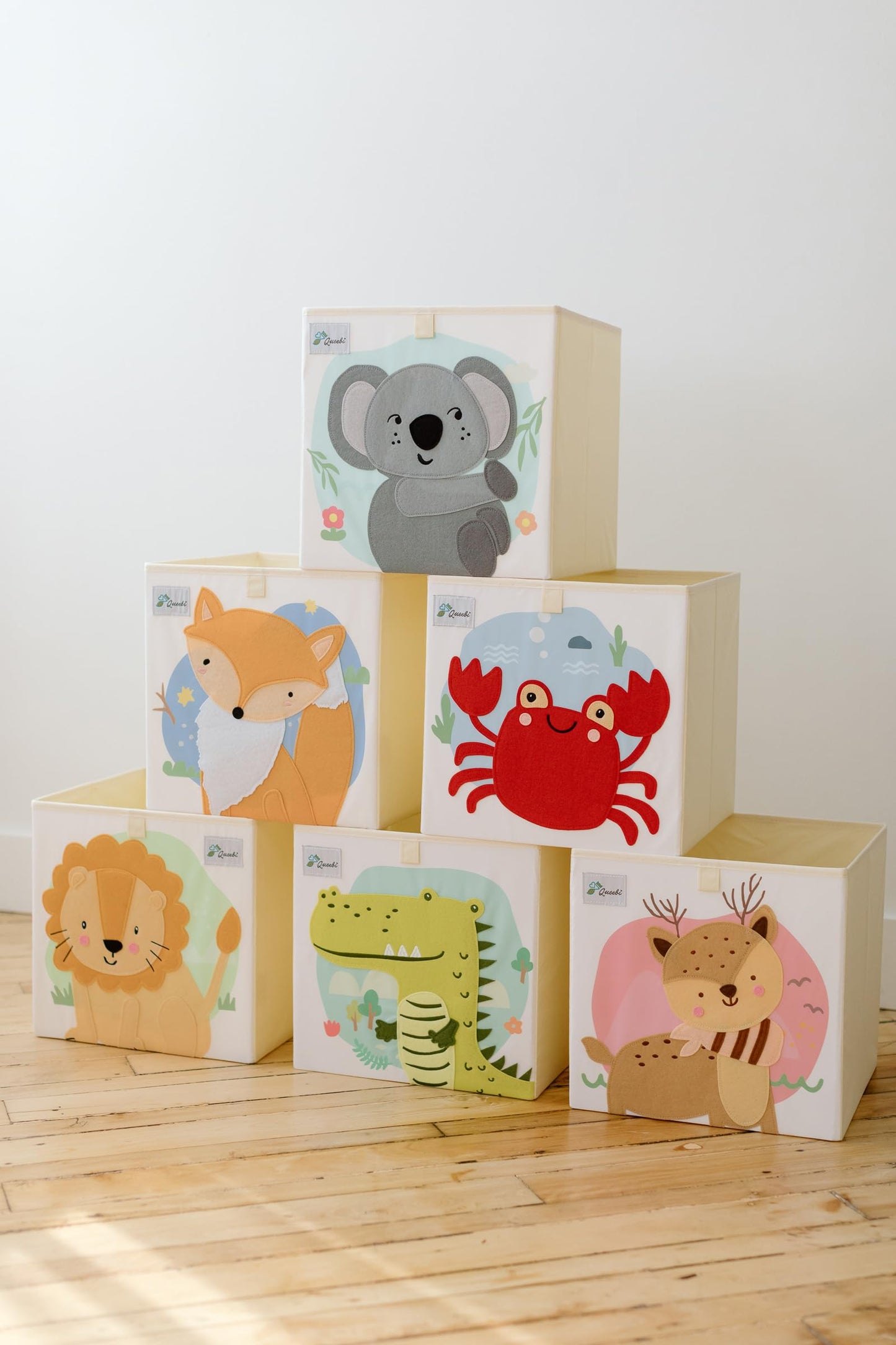 Queebi Crab Storage Cube- Organizer for Nursery, Playroom, Bedroom, Closet. Foldable Box 13x13x13 inches. Children's Toy Box, Diaper Caddy, Clothing Basket, Book Bin, Baby Essentials & Kids Gift