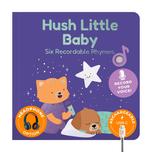 Cali's Books Hush Little Baby Recordable Music Book Toddlers 1-3 Years Old - Lullaby Rhymes Musical Book, Headphone Jack, Interactive Sound Book, Voice Recording Song Toy Children Girls Toddler Boys