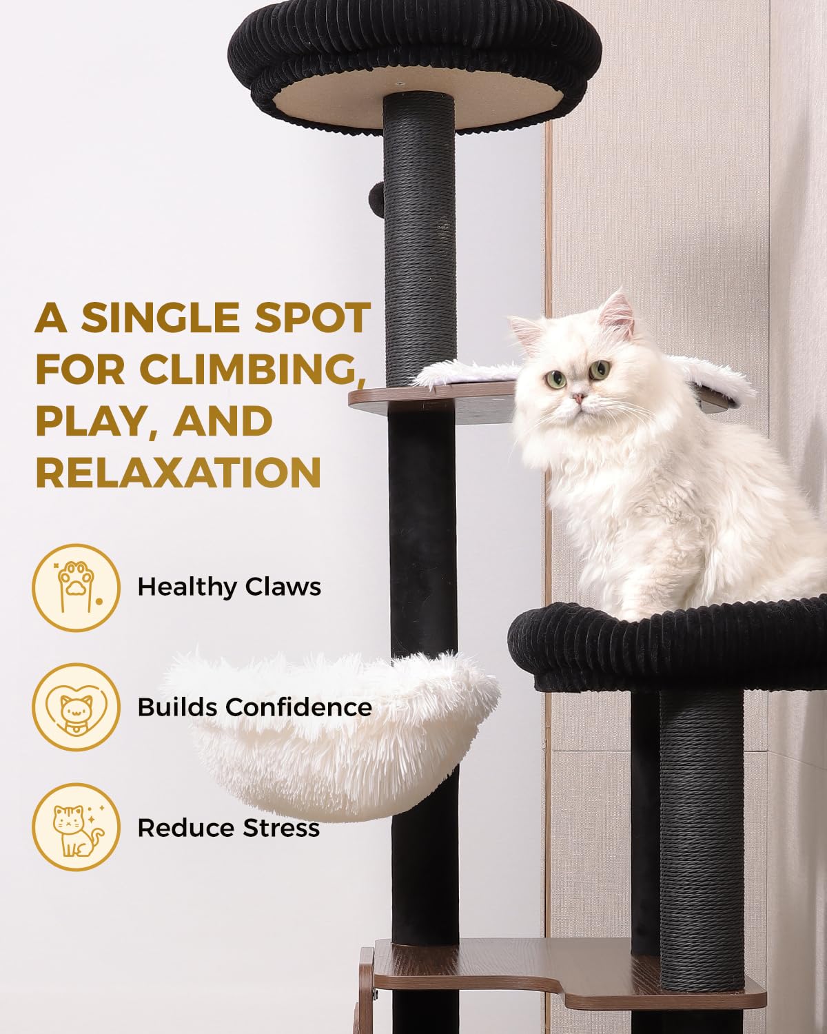 Purrlato Bundle-2 Items: 61" Cat Tree+ 63" Modern Cat Tree