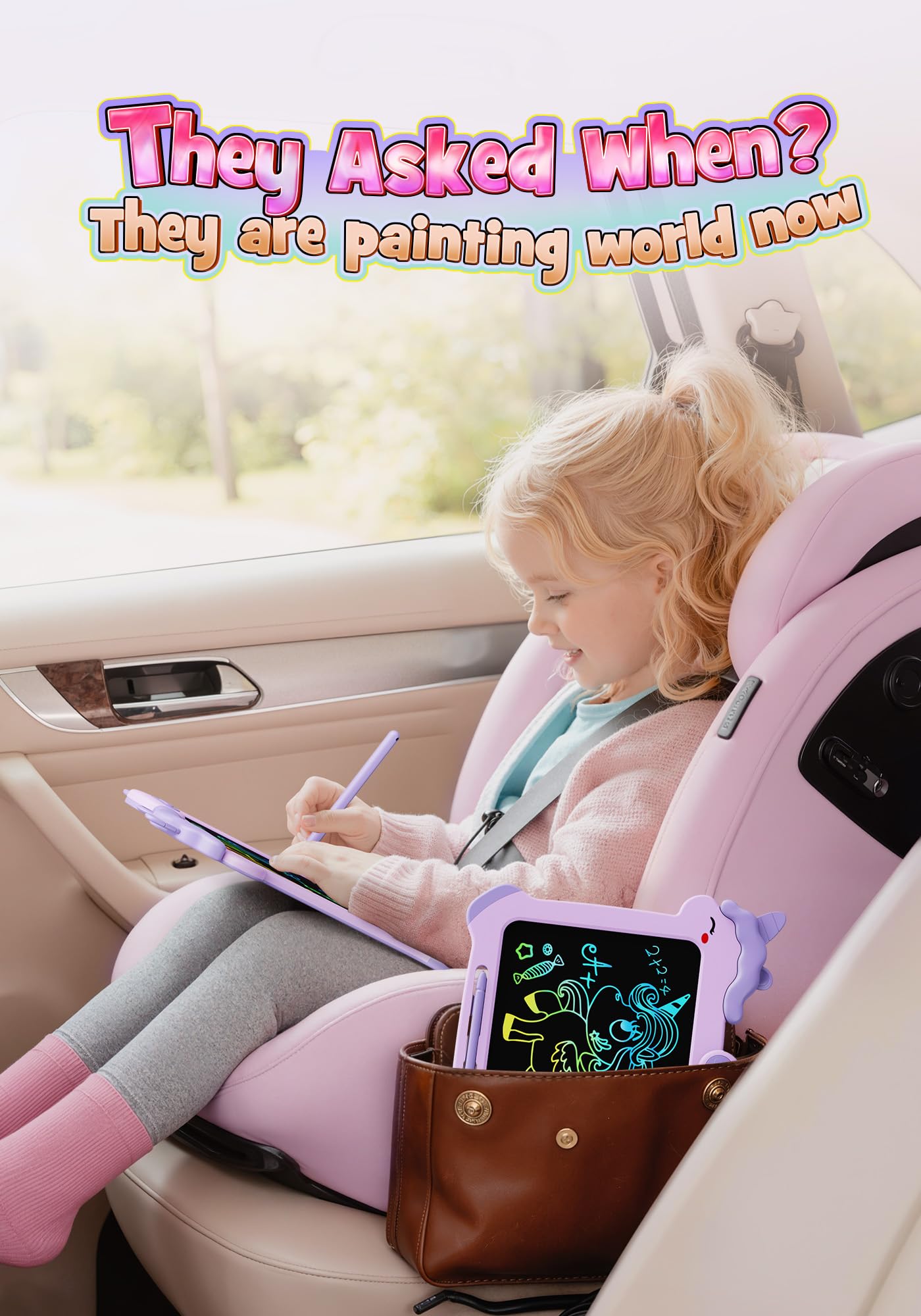 8.5 inch LCD Writing Tablet for Kids, Unicorn Toys Gifts for Girls Aged 3-5, Toddler Girl Kids Educational Travel Toy, Birthday Gift for 3 4 5 6 7 8 9 Year Old Girl (Purple