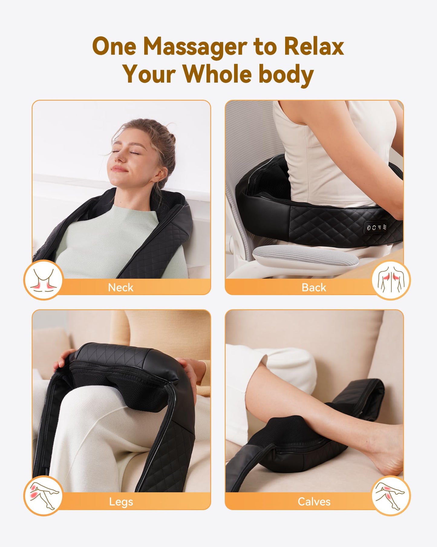 Shiatsu Neck and Shoulder Massager with Heat, Neck and Back Massager, Deep Tissue 4D Kneading Massage Pillow for Shoulder, Back, Body Muscle Pain Relief, Gifts for Women Men Mom Dad Friend, Corded Use