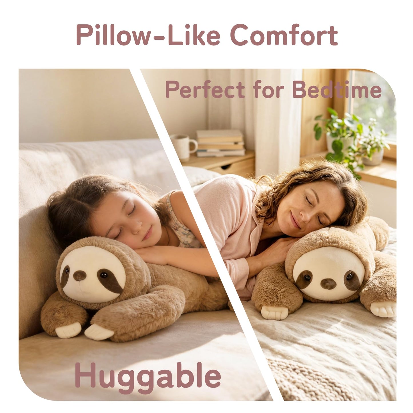 Niuniu Daddy 20" | 3.3 Pound Weighted Sloth Stuffed Animal Plushie for Adults & Kids, Large Weighted Lap Pillow for Comfort, Soft Sensory Stuffy Toy as Gift for Holidays
