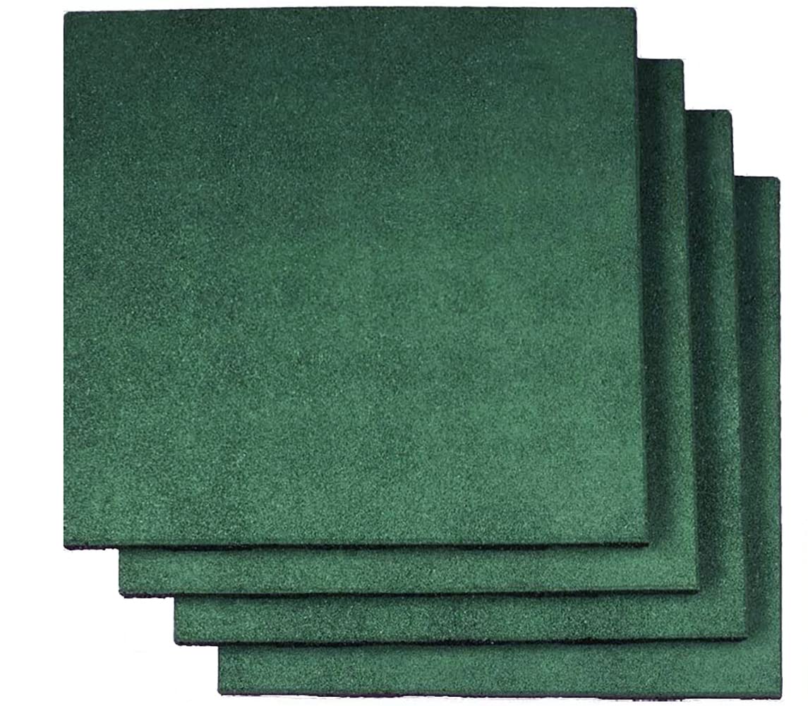 RevTime Easy DIY Interlocking Outdoor Rubber Tiles 20" x 20" x 1” Thick for Playground Use, Outdoor Gym Floor, Sports Deck, Backyard Play Area, Safety Rubber Paver (Pack of 4) Green