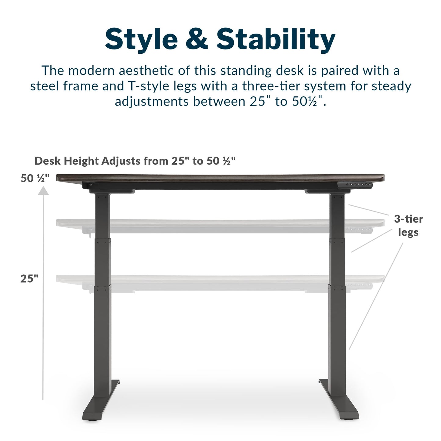 Vari Ergo 54x26 Electric Standing Desk – Height Adjustable Sit Stand VariDesk + Curved Waterfall Edge, 4 Memory Settings, Quick Assembly, Cable Management, 200 lb Capacity – Espresso (2 Boxes)