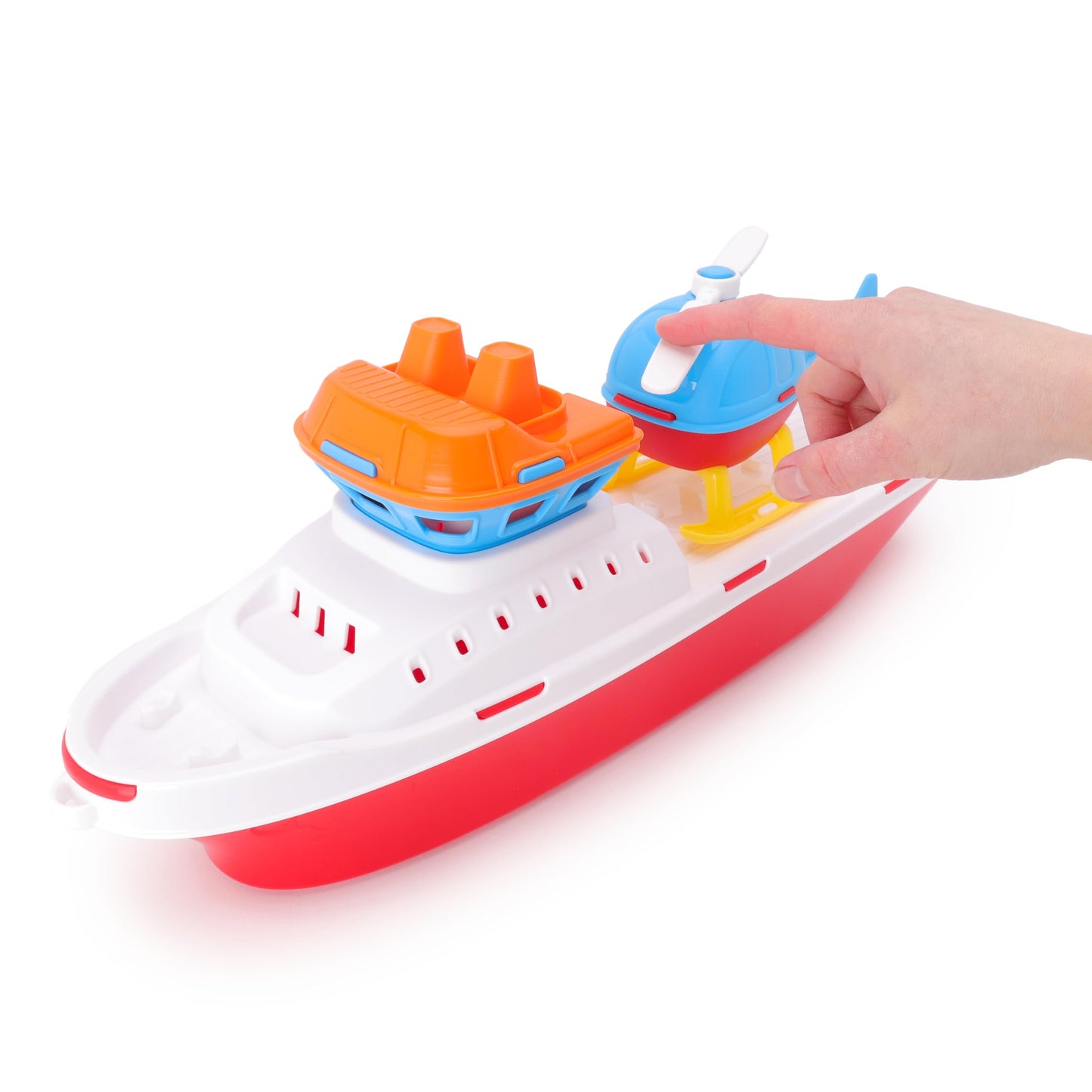 Toyland® 17" Floating Tugboat Bathtub & Pool Toy for Toddlers – Water Boat with Removable Helicopter, Durable Non-Toxic Kids Water Toy for Bath Time, Pool & Outdoor Play (Ages 2+)