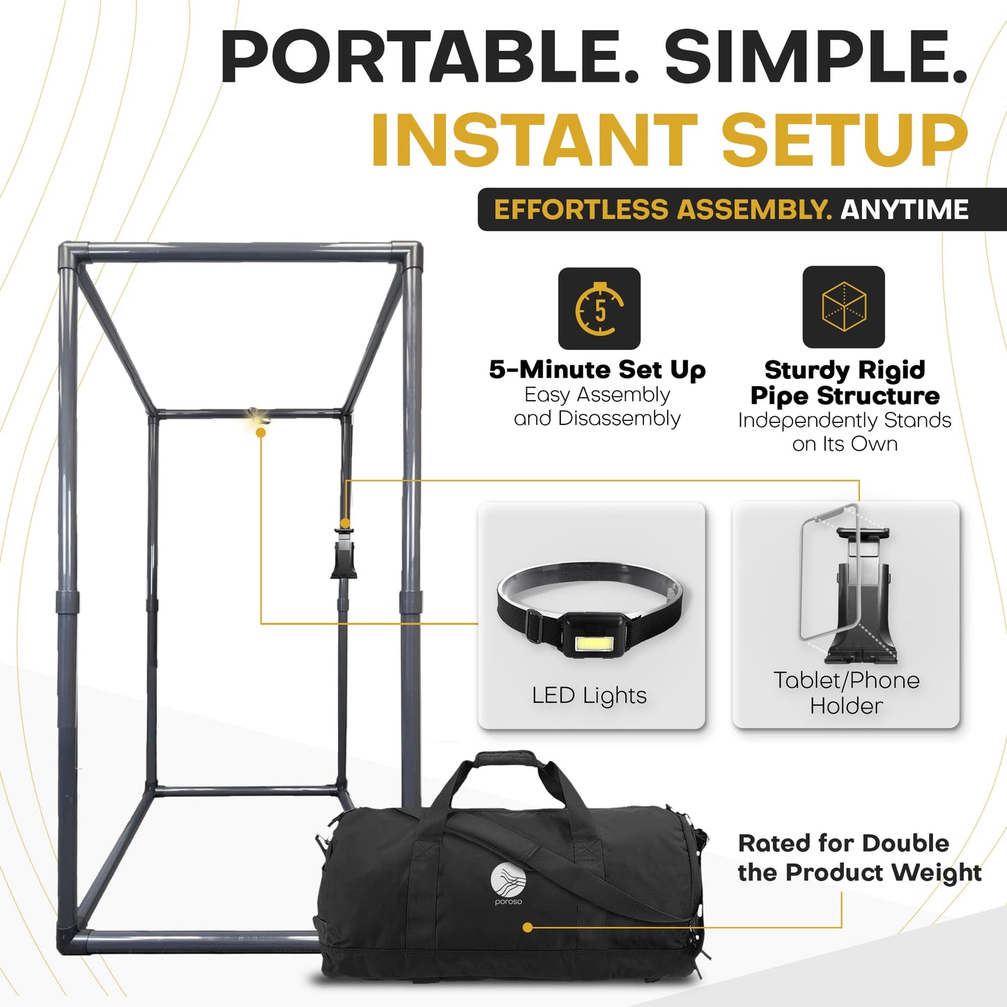 Portable Vocal Booth for Recording, Portable Recording Booth for Home Studio, Acoustic Treatment to Reduce Echo, Sound Isolation Booth, 5-Min Assembly w/Travel Bag, Lights, Phone Holder (2026 Update)