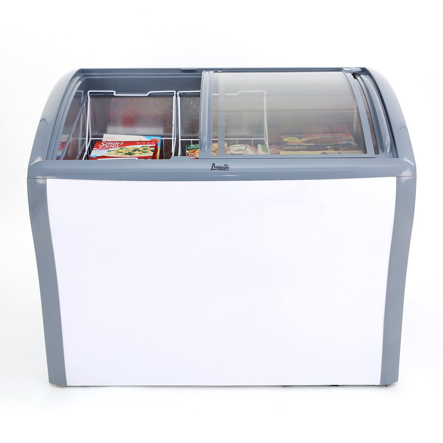 Avanti Commercial Convertible Refrigerator/Freezer/Beverage Cooler with Sliding Glass Display Doors with Storage Baskets, Adjustable Temperature Control and Defrost Drain, 9.5-Cu.Ft., White