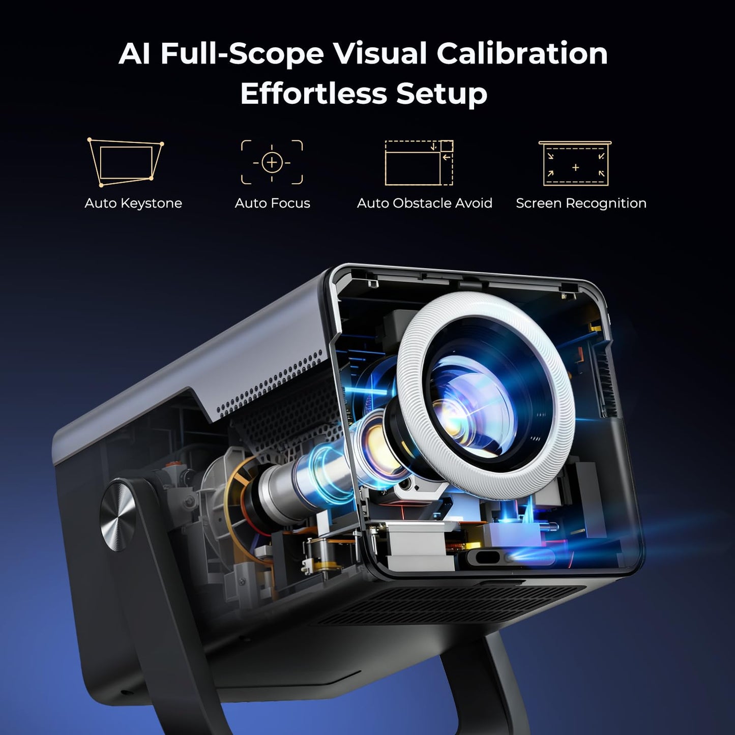 [Native 1080P/4k 8k Input/2000 ANSI/AI Vision] UHD Projector with Android 14 OS Smart Video Projector Compatible with Netflix YouTube Dolby Atmos AI Auto Focus & Keystone & Obstacle Avoidance
