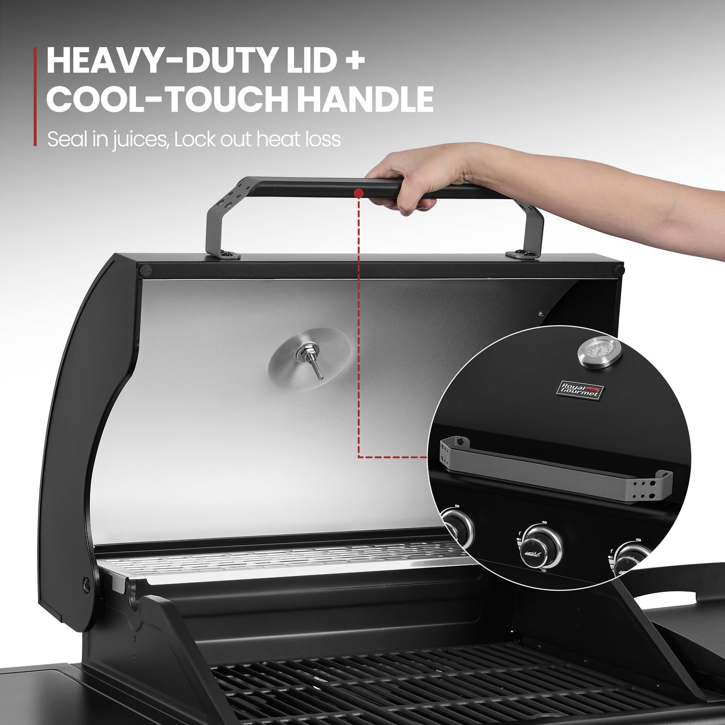 Royal Gourmet ZH3004H 3-in-1 Premium Gas Grill and Pizza Oven Combo with Side Burner, 59,000 BTU, 5-Burner Propane Gas Grill, Pizza Grill Combo, for Backyard, Patio and Outdoor, Black