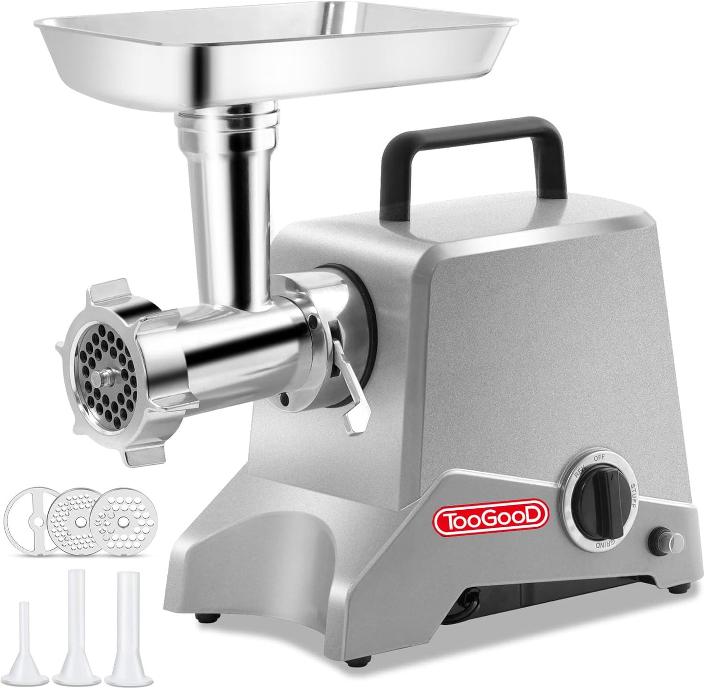TOOGOOD #12 Electric Meat Grinder, Heavy Duty Meat Grinder and Sausage Stuffer Maker, Ideal Meat Grinder Machine for Home and Commercial Use,575 Watt Aluminum Housing, Silver