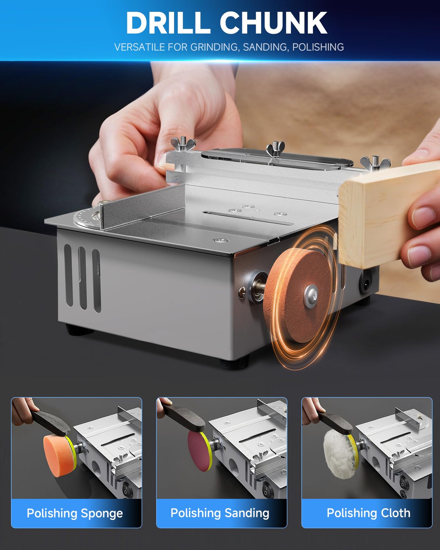 MIMYTH Mini Table Saw for Crafts, Multifunctional Portable Table Saws Adjustable Cutting Angle,Speed,SawDepth; Small Table Saw for Cutting, Grinding, Sanding All-in-one; Tablesaw