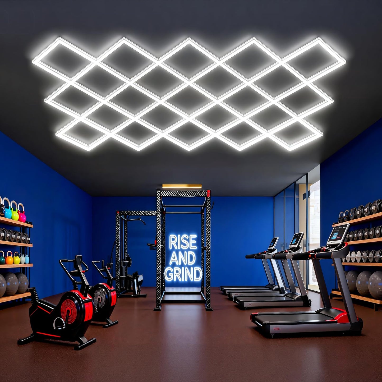 Ofenrd Hexagon Garage Lights 23 Hex Super Bright Led Honeycomb Lights New Updated Diamond Commercial Lighting for Garage Car Detailing Barber Shop Gym Warehouses Basement.