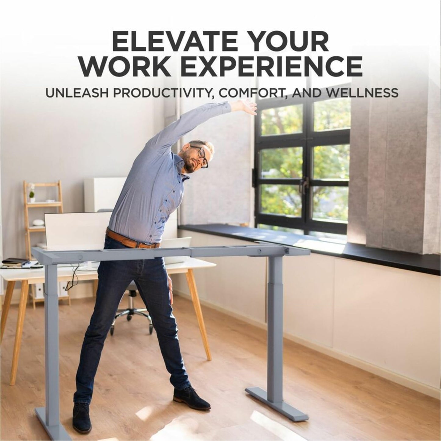 Rise Up Standing Desk Legs, Adjustable Standing Desk Frame Dual Motor w/Memory, Electric Frame Base Height Desktop Table, Sit Stand Electric Table Legs