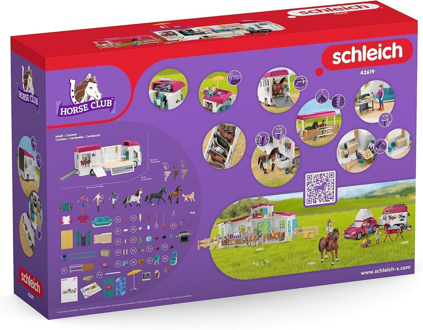 Schleich Horse Club - 227PC Lisa Transporter Playset – Horse Toy Trailer Set with Family, 3 Horses, Dog, Grooming Station & Rooftop Pool for Real Water Play – Realistic Toys for Kids Ages 5+ | 42619