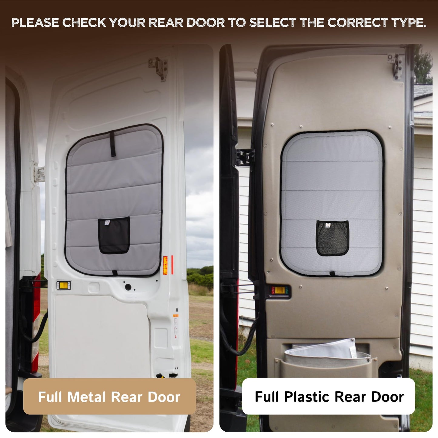 Living in a Bubble Insulated Blackout Rear Door Window Covers for Ford Transit 2015-Current Full Metal Door (Pair). Van Life Essentials & Camper Accessories