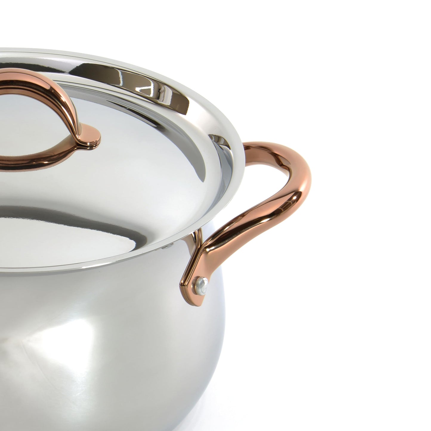 BergHOFF Ouro Gold 18/10 Stainless Steel 17Pc Cookware Set With Lids, 11Pc Induction Pots and Pans and 6Pc Bamboo Cooking Utensils Set PFOA-free, Rose Gold Handles