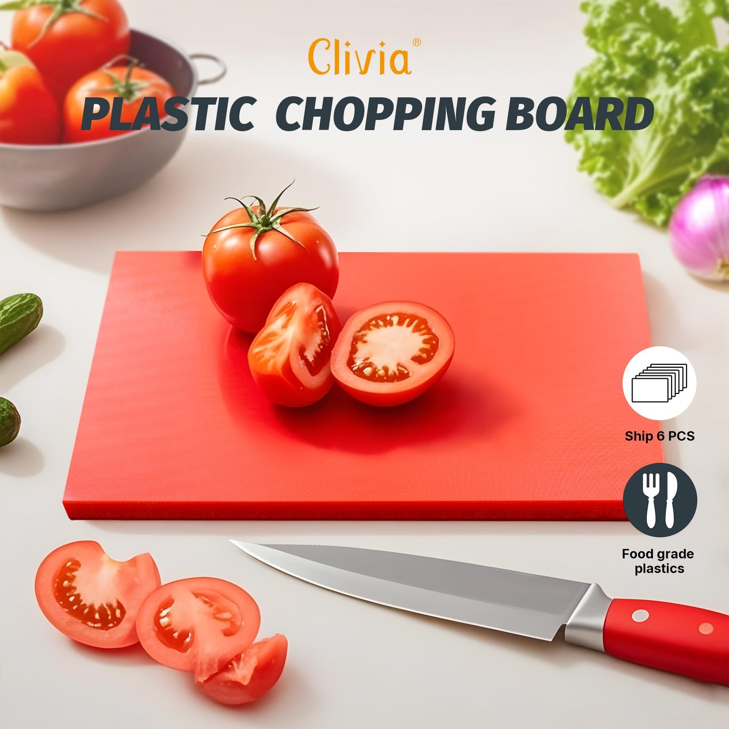 CMI Commercial Grade Cutting Board for Kitchens,Plastic Chopping Board, 18 x 24 x 1/2 Inch, Multi-Color 6 of Pack Set,NSF Certified,for Vegetable Meat or Cheese