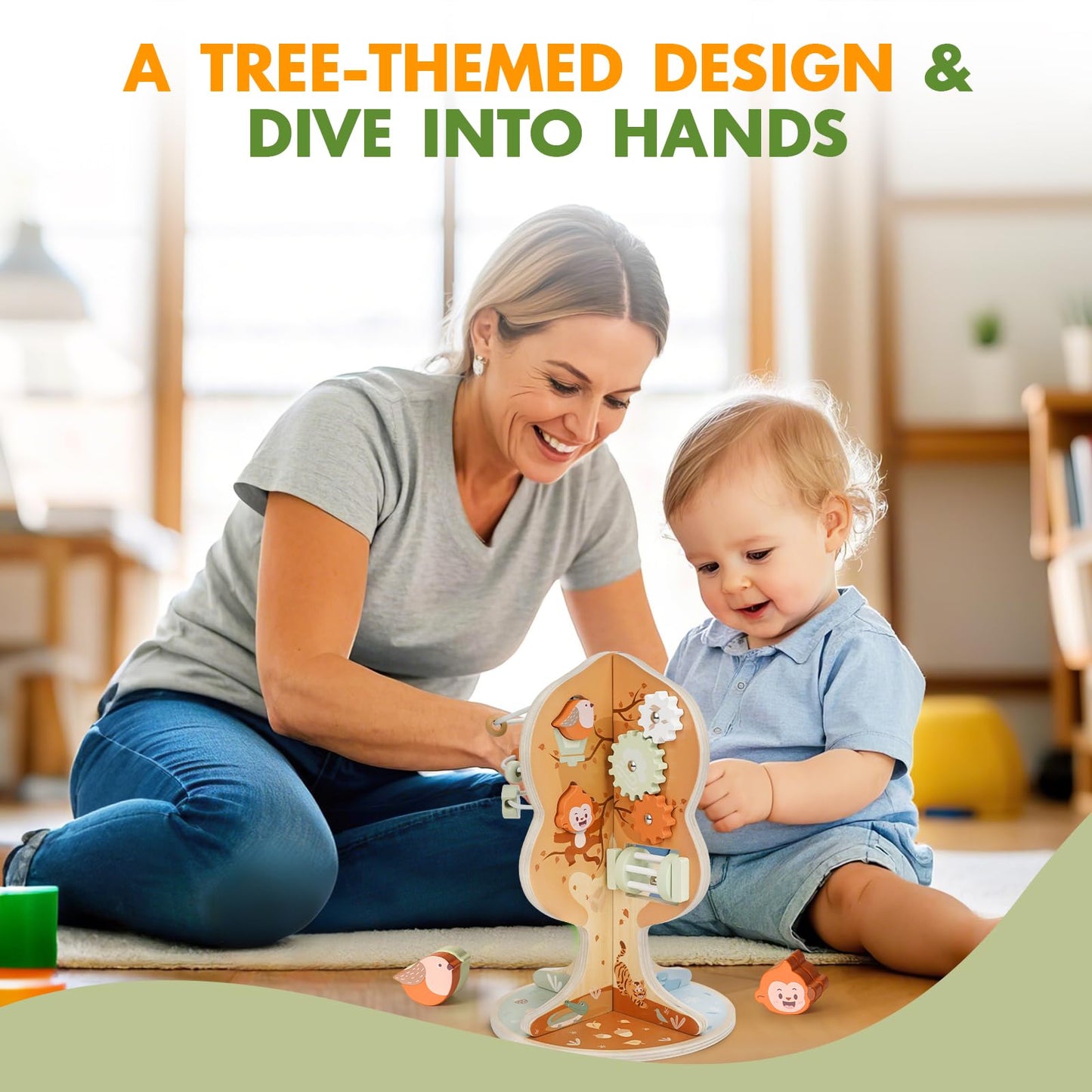 Joyreal Montessori Toys for 1 Year Old - 8-in-1 Wooden Activity Cube, Montessori Baby Activity Center for 1+ Year Old, Educational Toy for Toddlers, Ideal Gift for Boys and Girls with Seasonal Theme