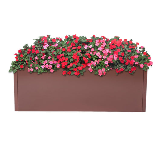 TFCFL Large Planter Box, Rectangular Steel Raised Garden Bed with Drainage, Outdoor Indoor Flower Pot for Balcony Patio, Heavy Duty Plant Container for Gardens, Halls, Terraces 38x15x15 Inch（Brown）
