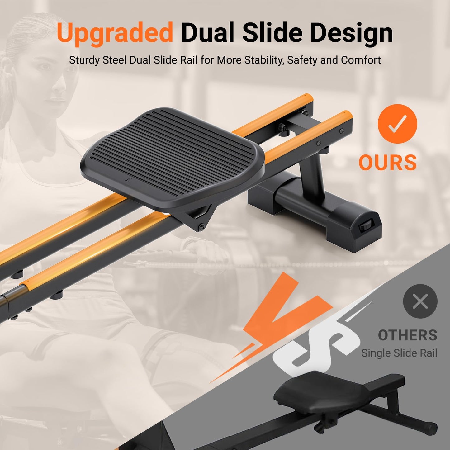 Dripex Rowing Machines for Home Use, Rowing Machine Max 350 LBS, Magnetic Rower with 16 Levels of Workout Resistance, Dual Slide Rail, Bluetooth App Supported, LCD Monitor,Row Machine for Gym Exercise