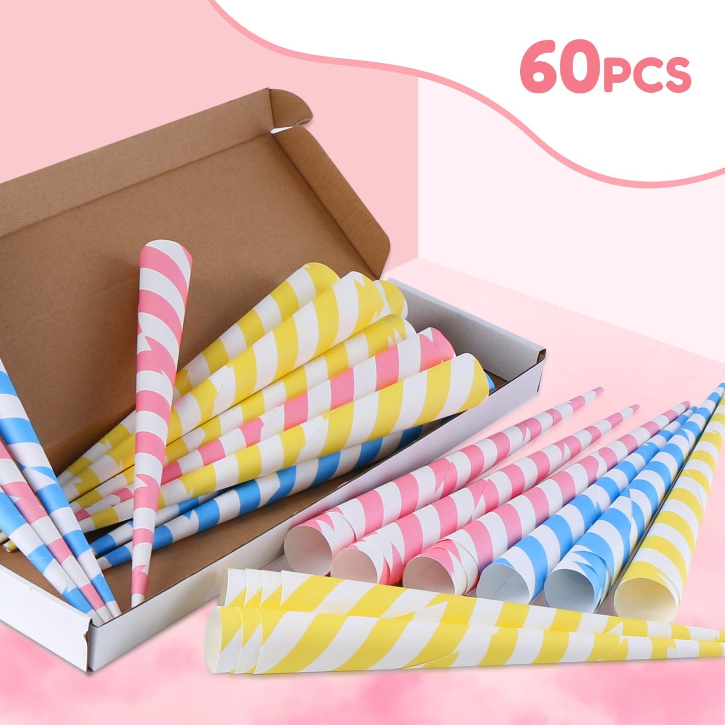 Cotton Candy Machine Commercial & Cotton Candy Cones for Cotton Candy Making, Candy Floss Machine with Stainless Steel Bowl and Sugar Scoop, 60PCS Colorful Sticks for Kids Birthday, Family Party