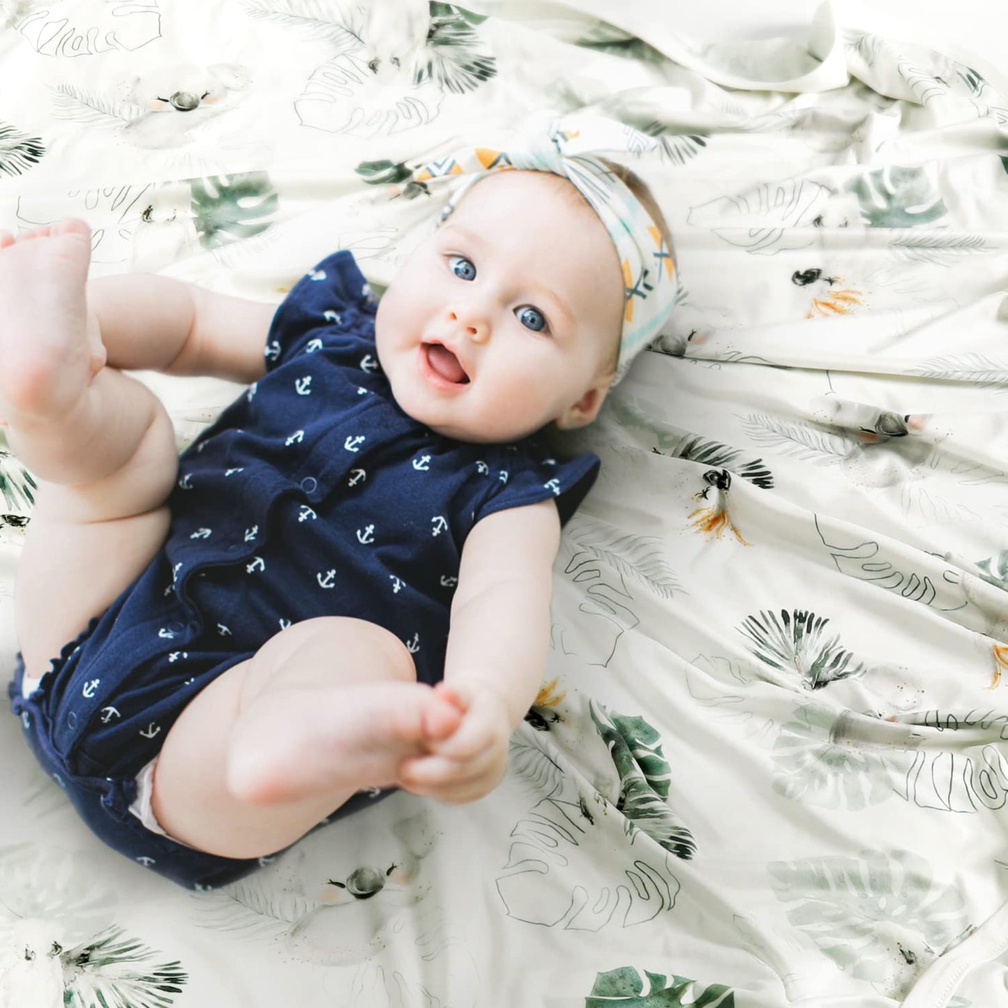 GRSSDER Baby Blankets Super Soft Jersey Knit Swaddle Blanket for Baby Girls and Boys, Double Layer Receiving Blankets 34 x 44 Inches Extra Large for Baby Show Gift, Watercolor Animals, Mint Green