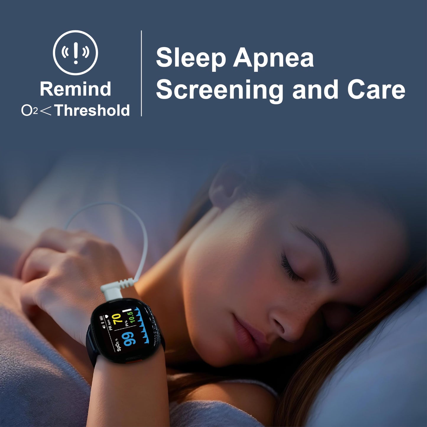 Pepultech Wrist Sleep Pulse Oximeter, Rechargeable Continuous SpO2 & Heart Rate Monitor with Buzzer Reminder, Bluetooth Blood Oxygen Saturation Tracker with Free APP Report,for Sports & Aviation Use