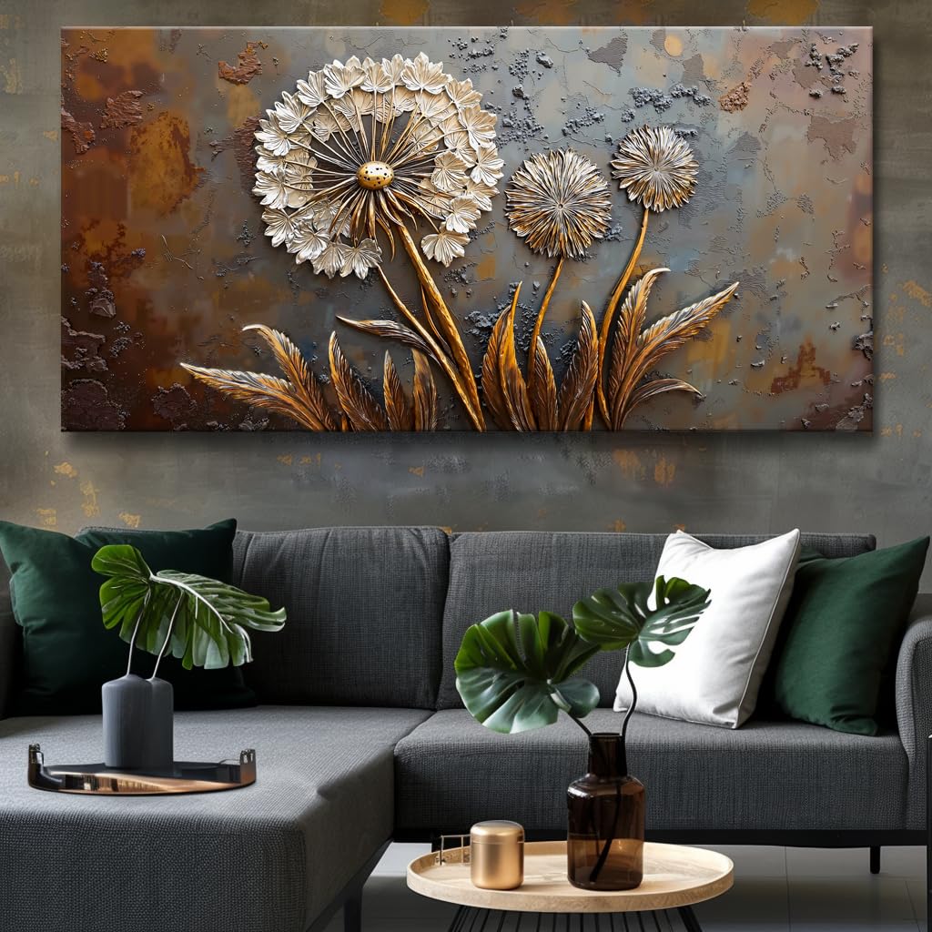 Large White Flower Wall Art with Taupe Background Elegant Flower Framed Floral Canvas Print for Living Room, Bedroom, Dining Room, Home Office Modern Ready to Hang Home Decor - 30"x60"