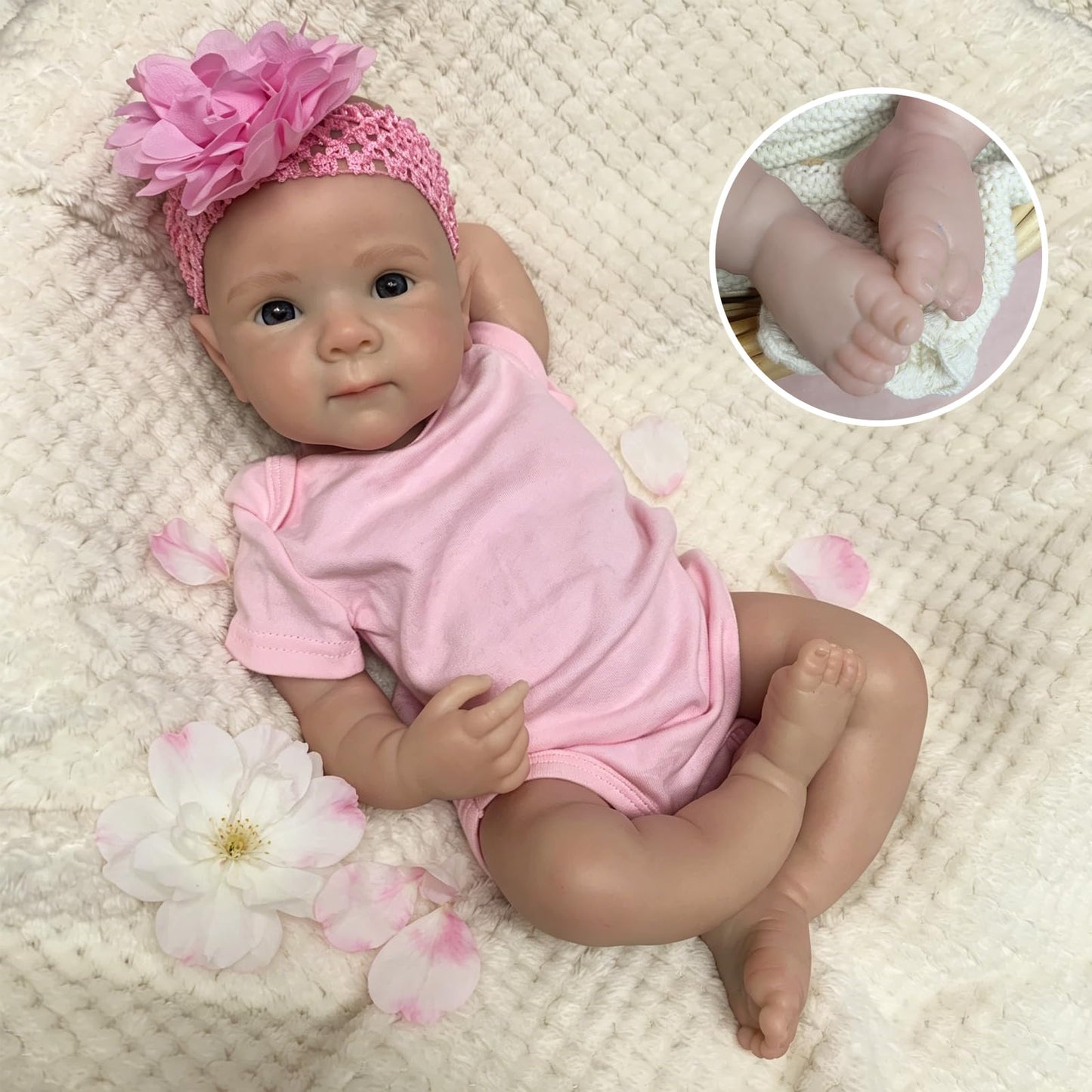 OtardDolls 18 Inch Silicone Baby Doll Full Body Girl Soft Lifelike Realistic Newborn with Clothes and Bottles for Kids