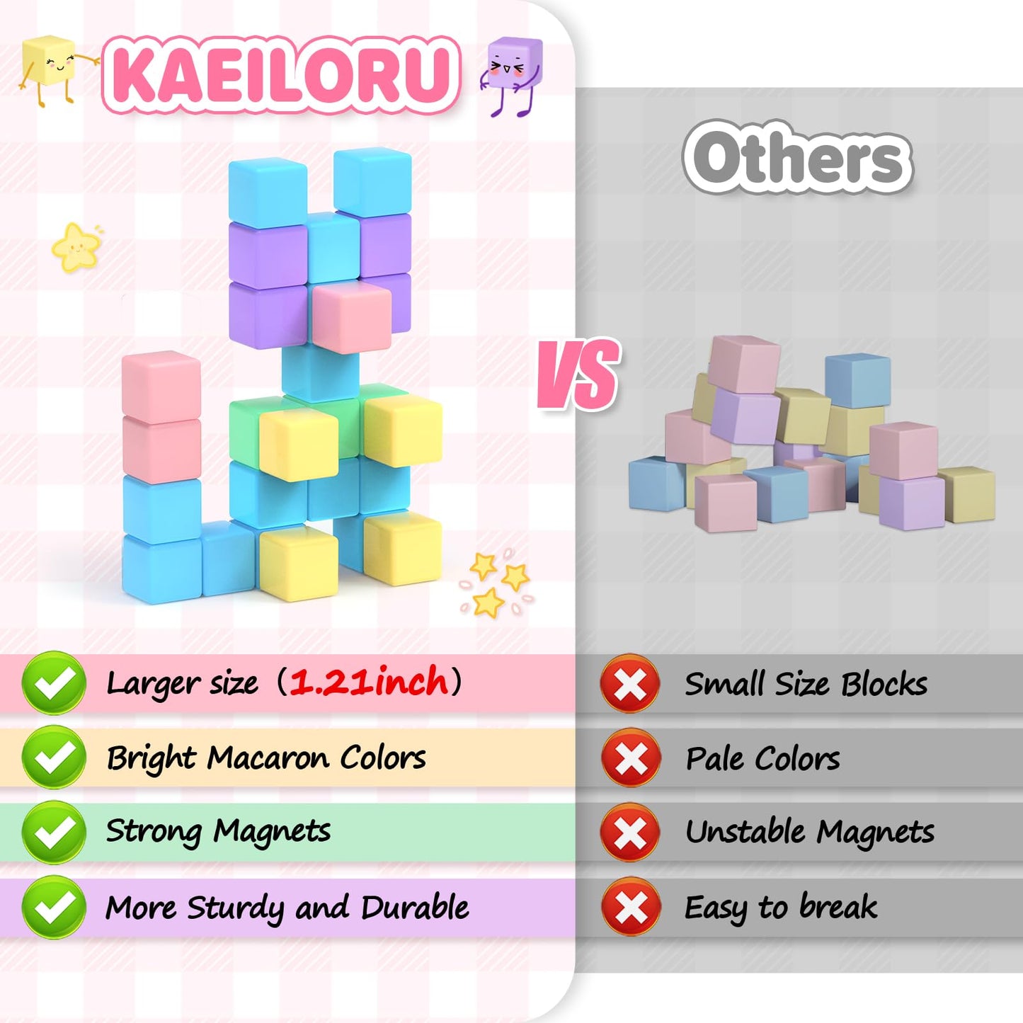 45pcs Magnetic Blocks for Kids Ages 3-5,Magnetic Building Blocks for Toddlers Girl Toys,Creative Sensory Toys 1-3 Magnet Cubes Toys Gifts for 3 4 5 6 7 8 Year Old Boys & Girls Valentines Day Toy