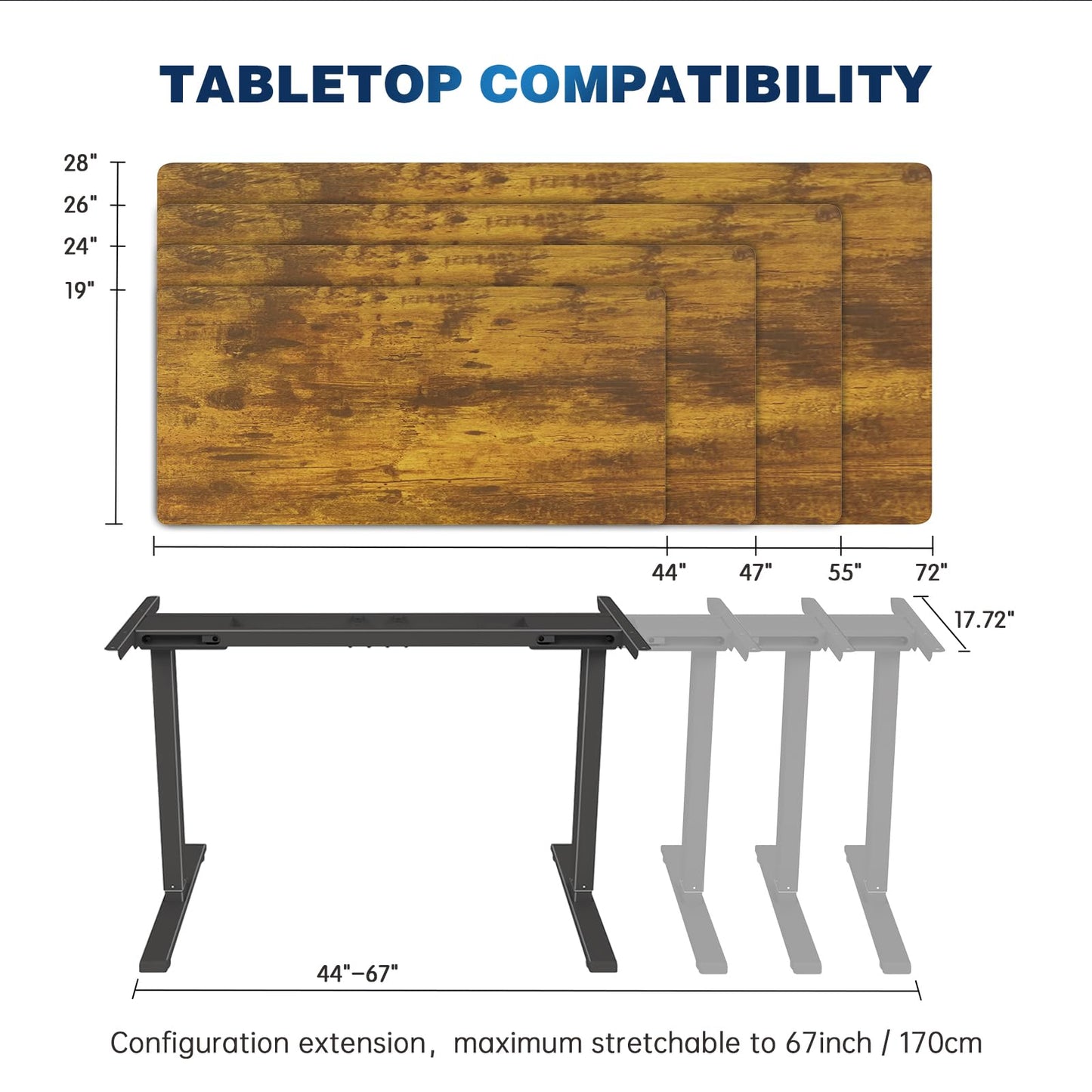 DERSITE Dual Motor Standing Desk Frame, Electric Adjustable Legs, Workstation Desk Base, Sit stand desk frame, 3 Memory Height Settings, with Cable Management Tray, Headphone Hook