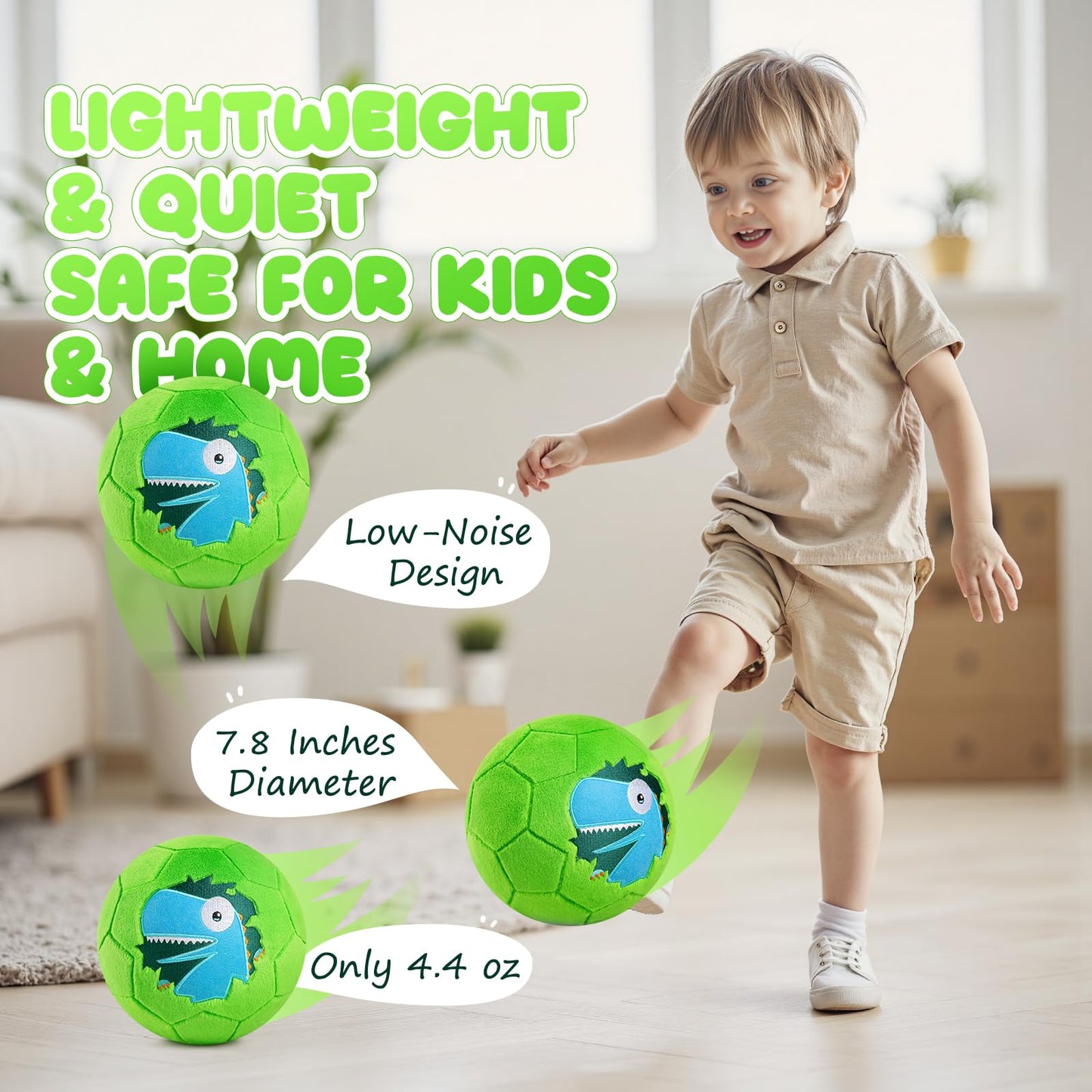 Soft Ball for Toddlers & Babies - Small, Safe & Easy-to-Grip Kickball, Dinosaur & Unicorn Design Soccer Ball - Great First Birthday Gift for Boys & Girls, Plush Indoor Soccer Toy for Ages 1-3 3-8