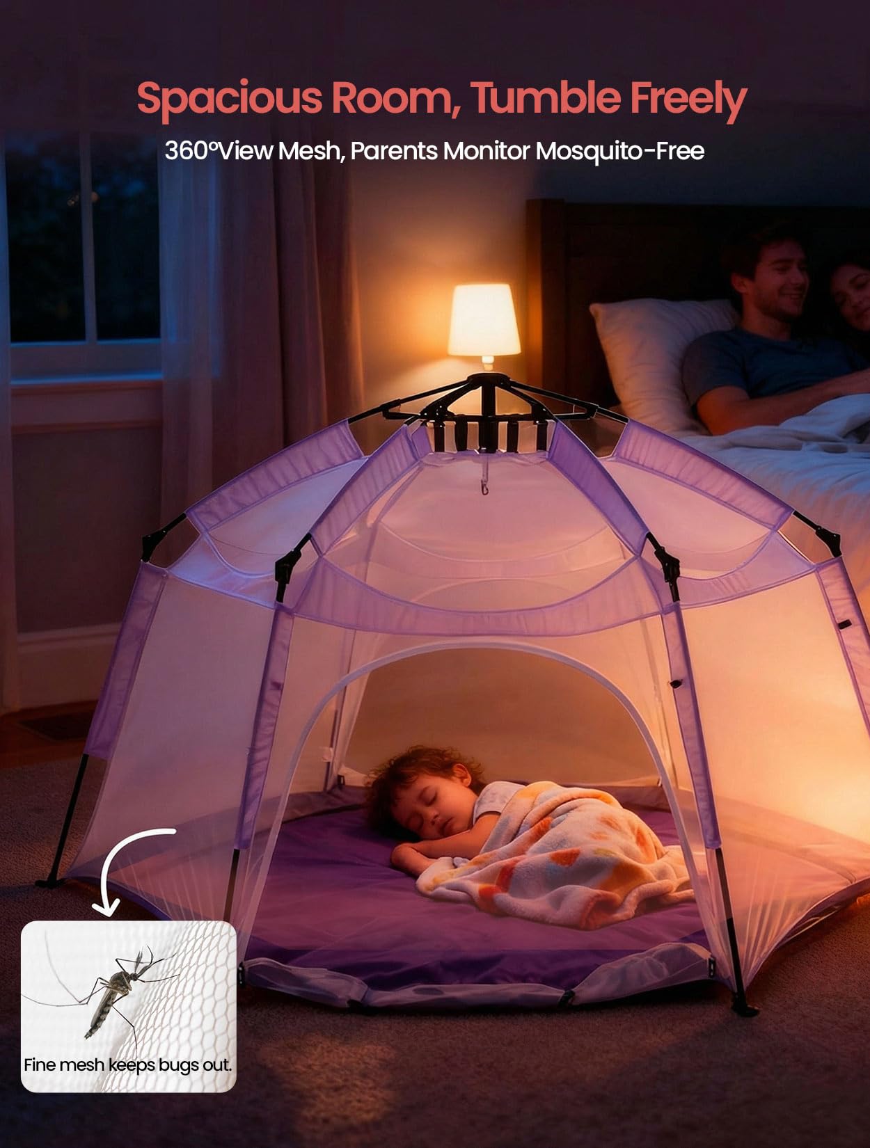 Porayhut Large Pop Up Play Tent for Kids, 78" Instant Toddler Playhouse with Removable Floor & UV50+ Sun Shade, 360° Mesh Mosquito-Free Tent for Indoor Outdoor Beach Backyard, Fits 4 Kids