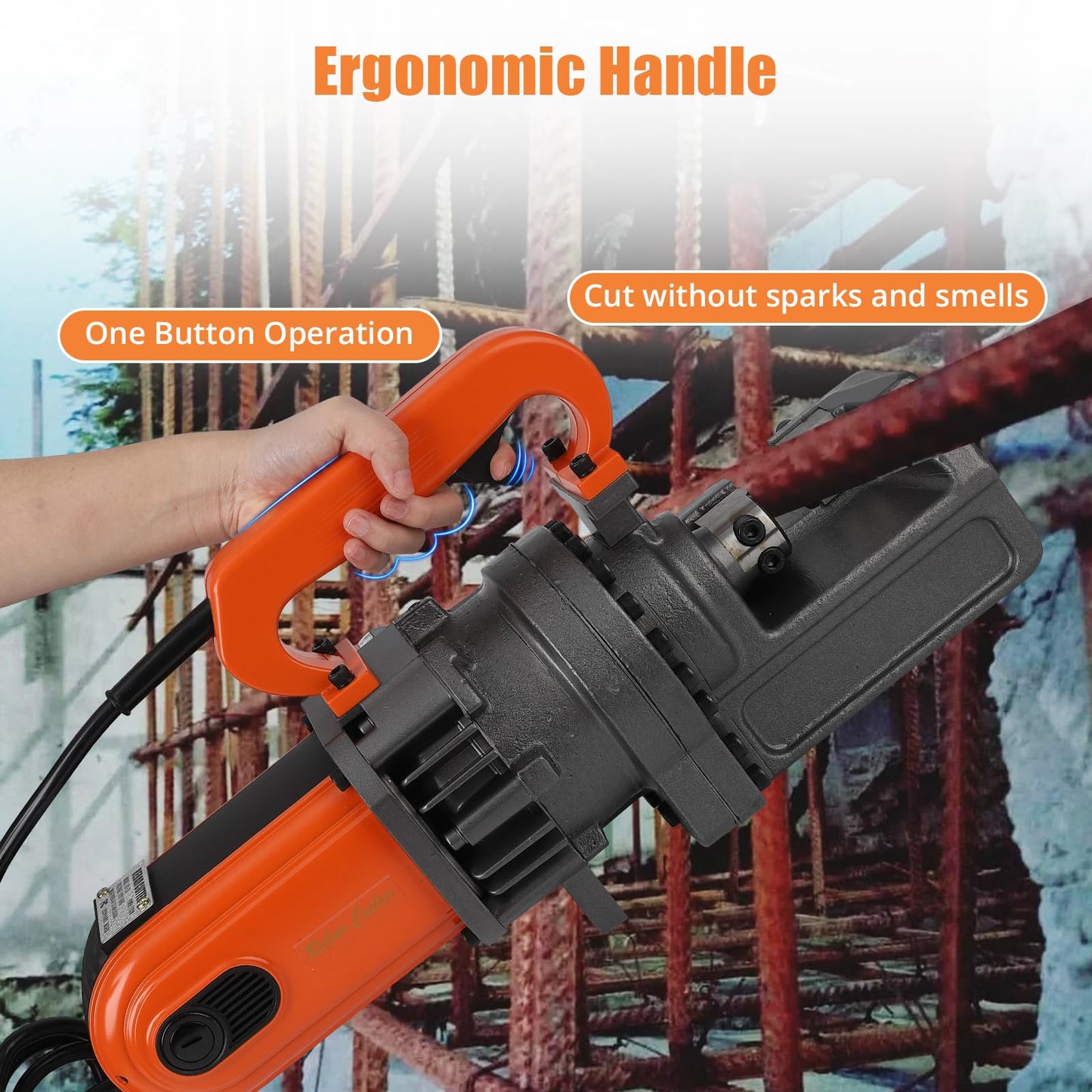 Electric Hydraulic Rebar Cutter Tool, 1700W Cutting up to 1 Inch #8 4-25mm Rebar Steel within 5 Seconds,110V, with Blades & Easy Carry Stainless Box (1700W RC-25)