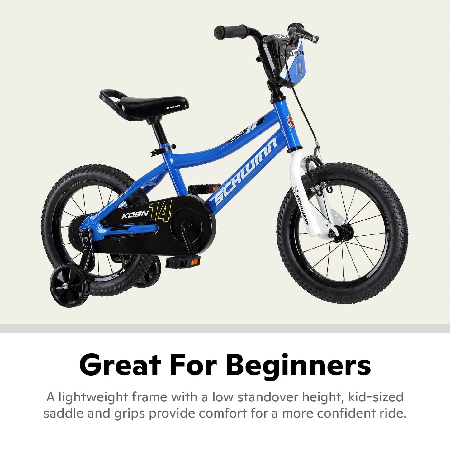 Schwinn Koen Bike, 14 Inch Bike for Kids Ages 3-4, SmartStart Ergonomic Design for Kids, Adjustable Seat Grows with your Child, Rear Coaster Brake and Front Caliper Brake, Training Bicycle