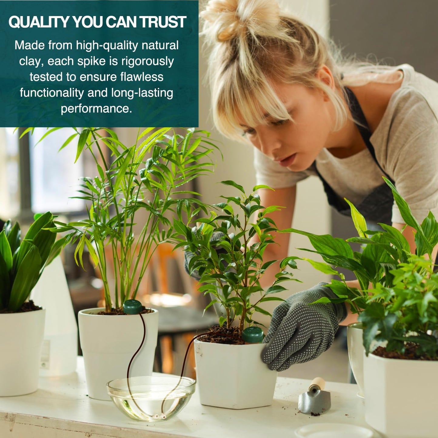 Blumat Classic Self-Watering Stakes - Automatic Drip Irrigation System for Indoor Plant Watering & Outdoor - Water Drip Solution for Potted Plants - Slow Release Stakes, 25 Pack, w Adapter